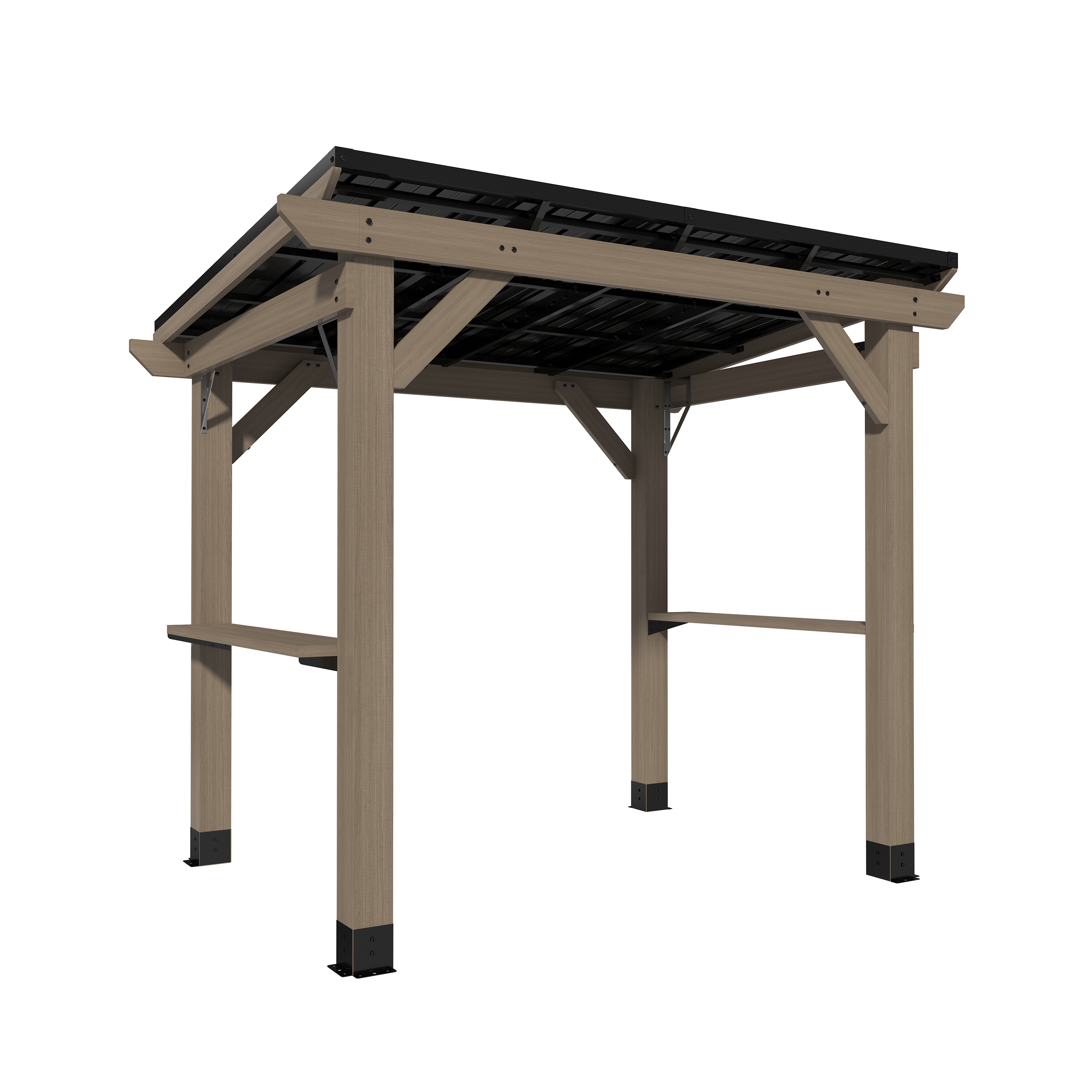 Outdoor Cedar Wooden Hardtop Gazebo with Pitched Galvanized Steel Roof
