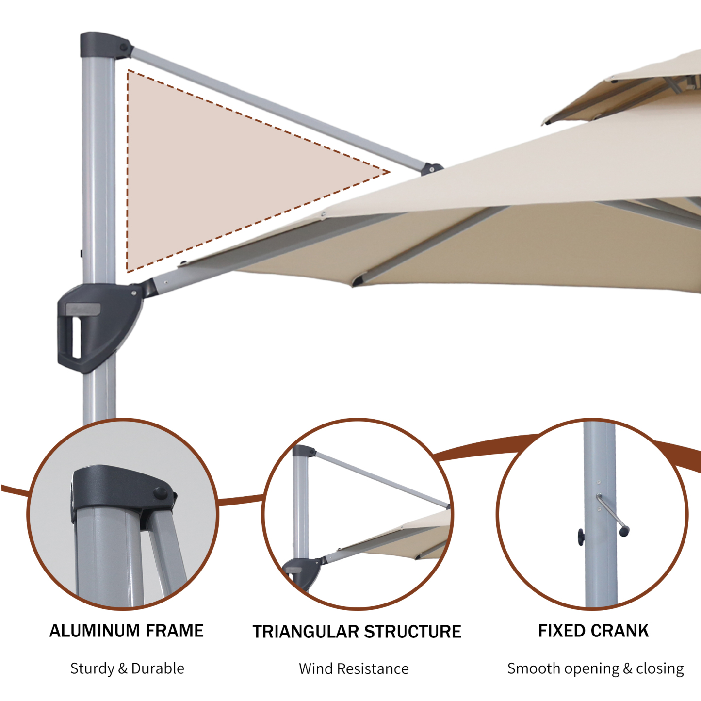 MD01WGKC11RBE-Mondawe Large Octagon Cantilever Patio Umbrellas Adjustable 5 Angle Outdoor Umbrella 