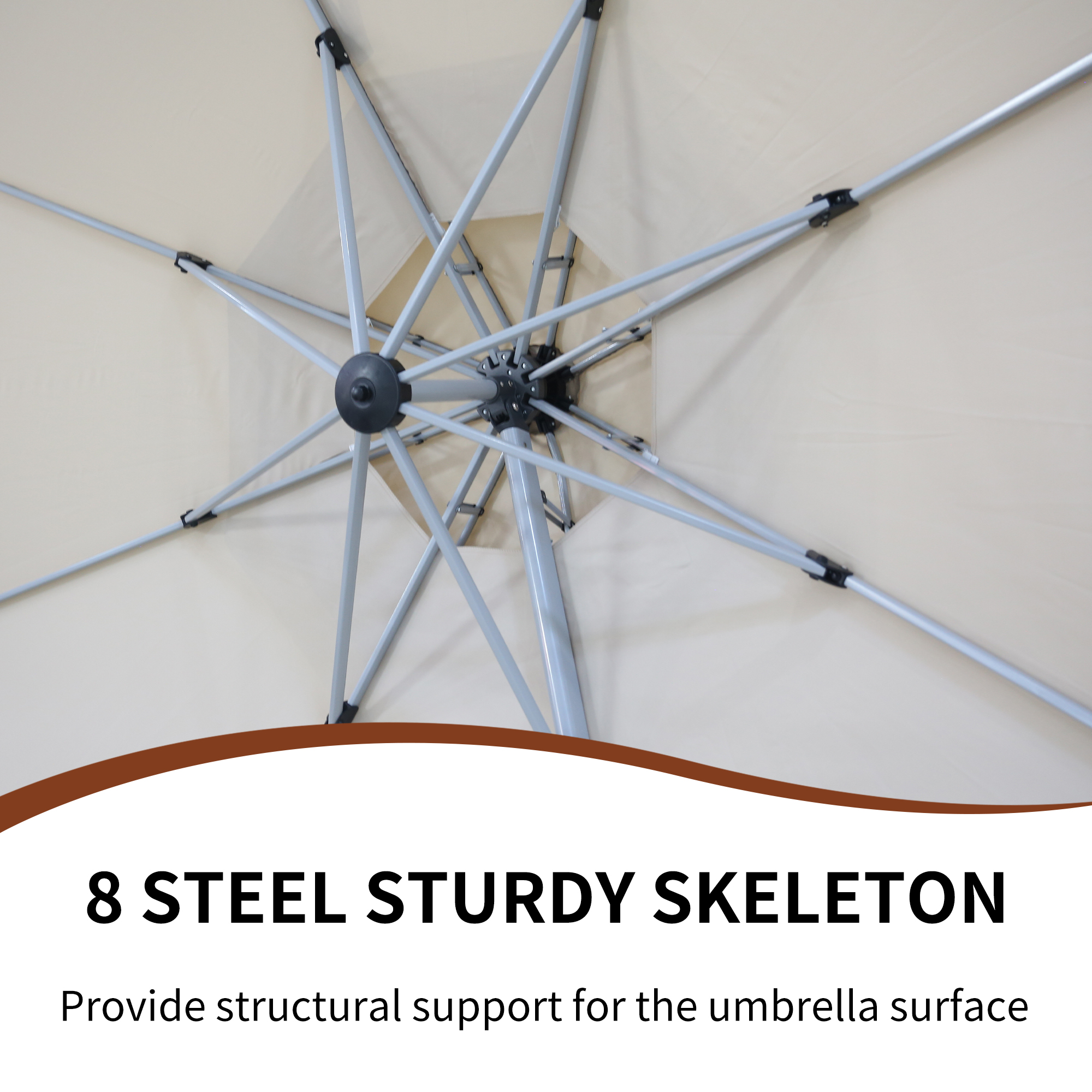 MD01WGKC10SBE-Mondawe Large Octagon Cantilever Patio Umbrellas Adjustable 5 Angle Outdoor Umbrella 