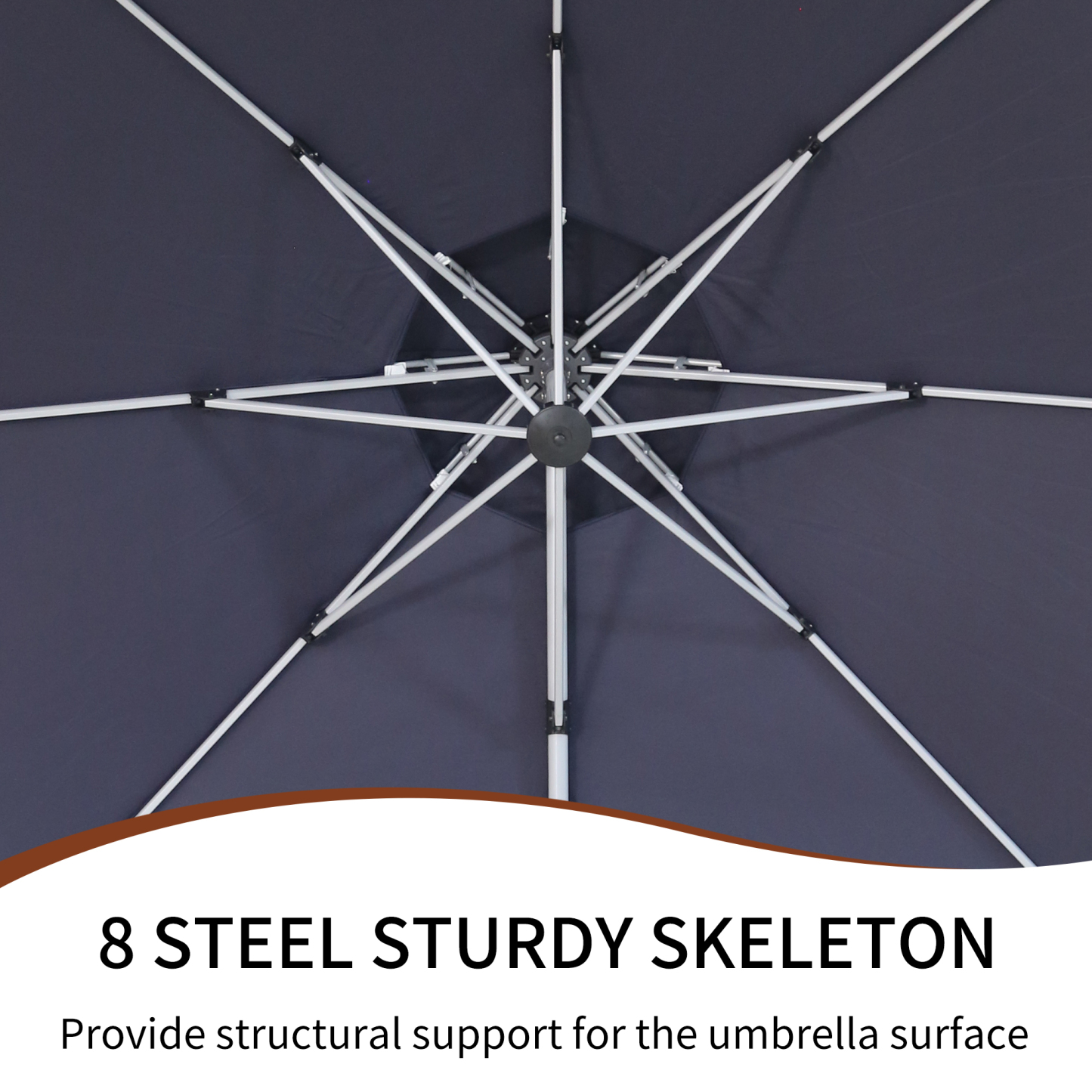 MD01WGKC11RNV-Mondawe Large Octagon Cantilever Patio Umbrellas Adjustable 5 Angle Outdoor Umbrella 