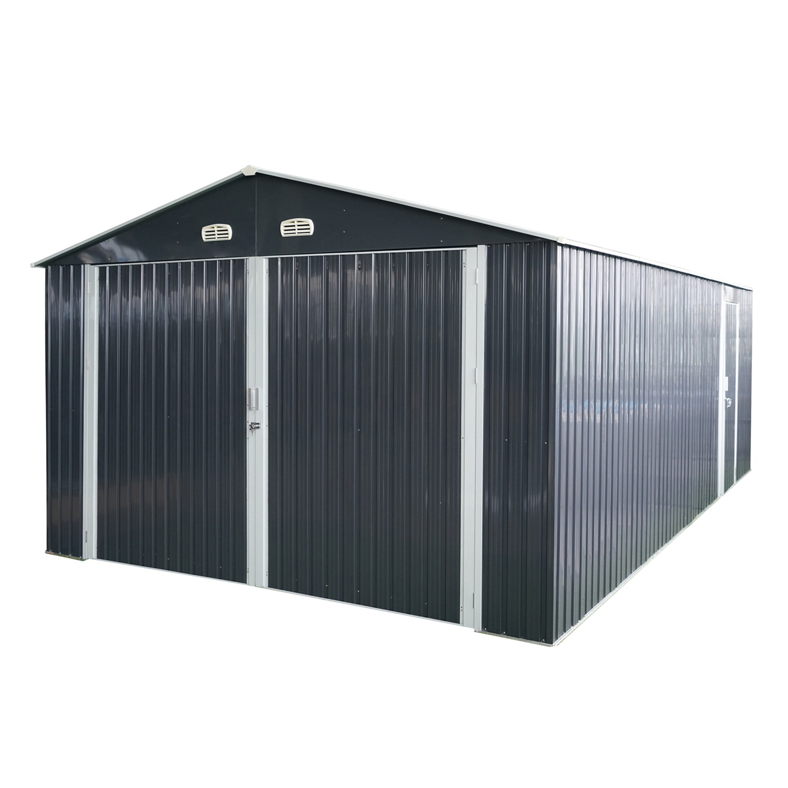 20x13 FT Outdoor Storage Shed Metal Garage Shed for Car, Bike, Lawnmower - Backyard Tool House Building 2 Doors and 4 Vents,