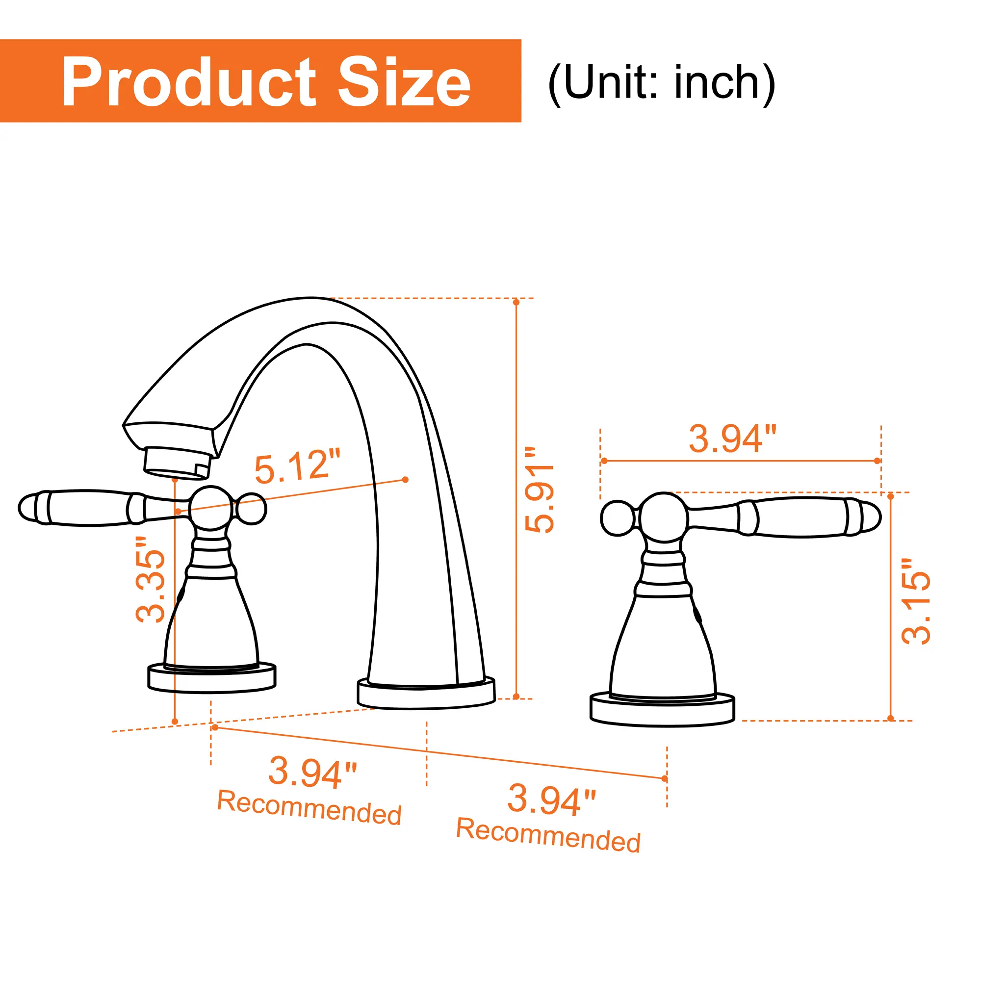  3-Hole Widespread Bathroom Sink Faucet 360-Degree Swivel Spout Vanity Sink Basin Faucets with Pop-Up Drain