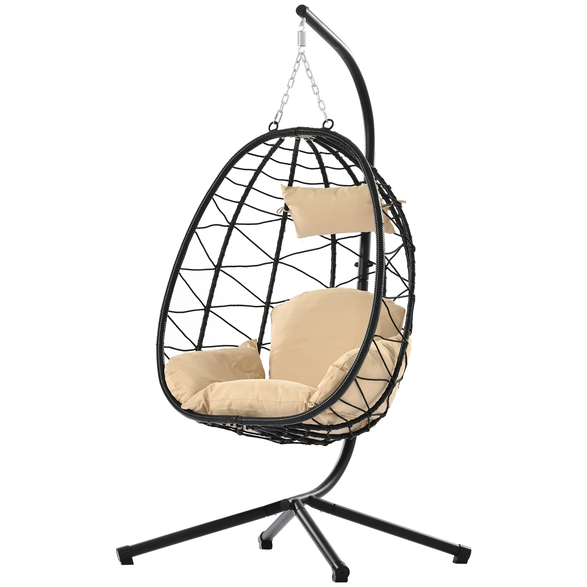 Hanging Egg Chair with Stand Outdoor Swing Chair Wicker Hammock Chair for Patio