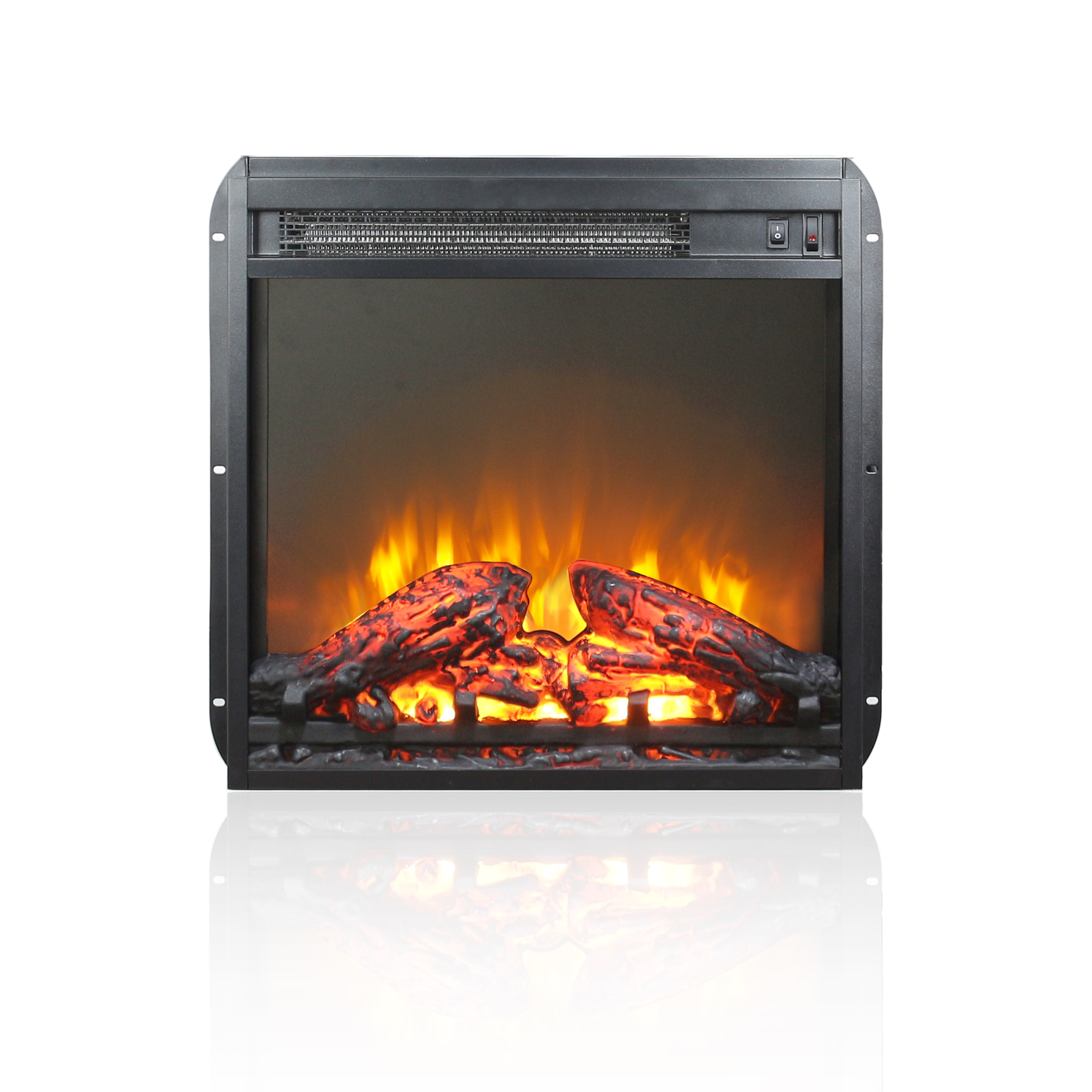 18 inch electric fireplace insert, ultra thin heater with log set & realistic flame, overheating protection 