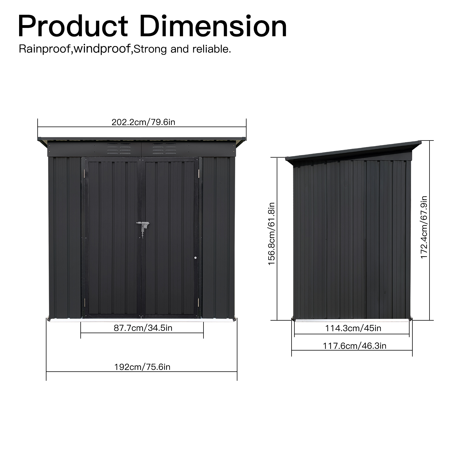 Metal Garden Sheds 4ftx6ft Outdoor Storage Sheds Black/White