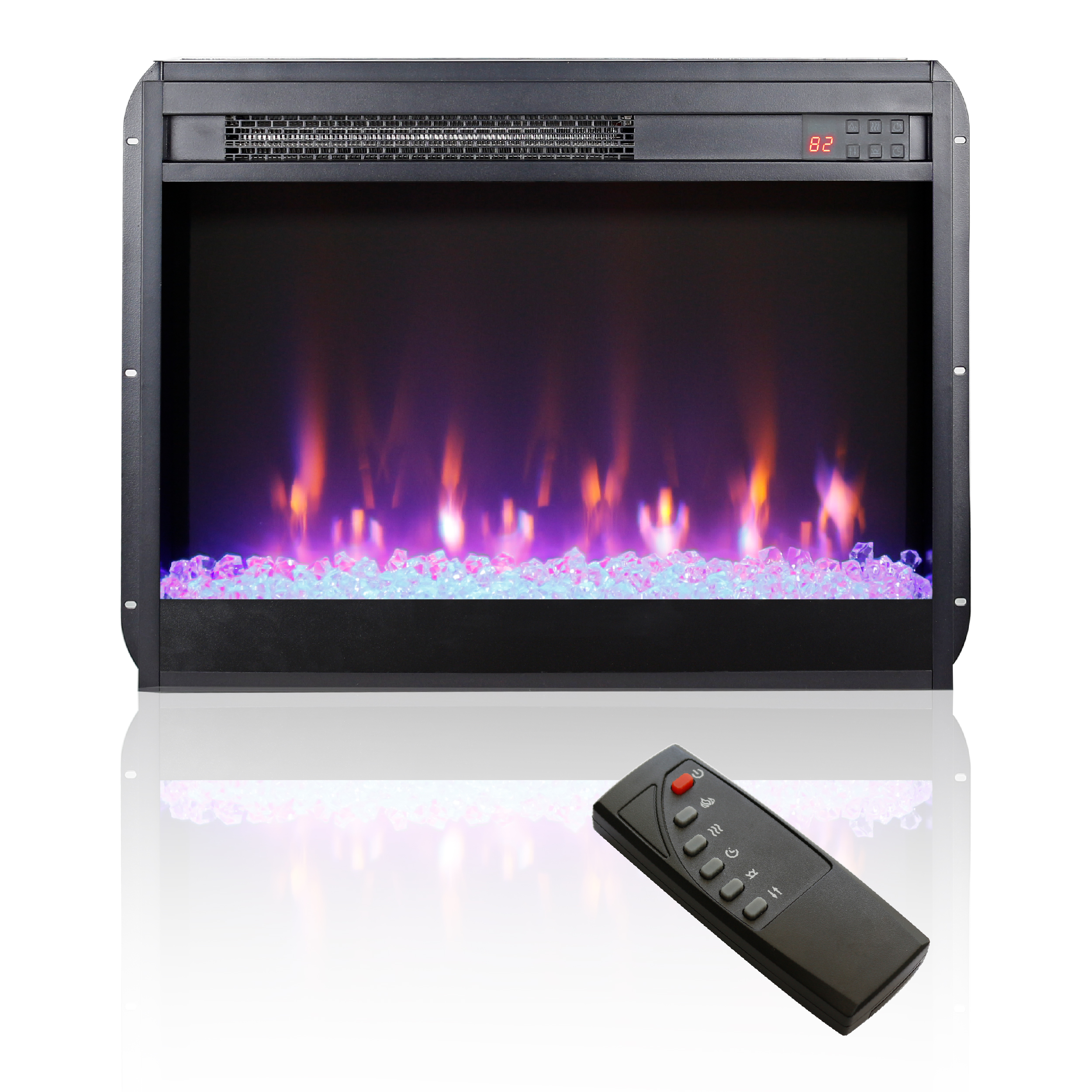 60 Inch Electric Fireplace Media TV Stand With Sync Colorful LED Lights-Dark rustic oak color 