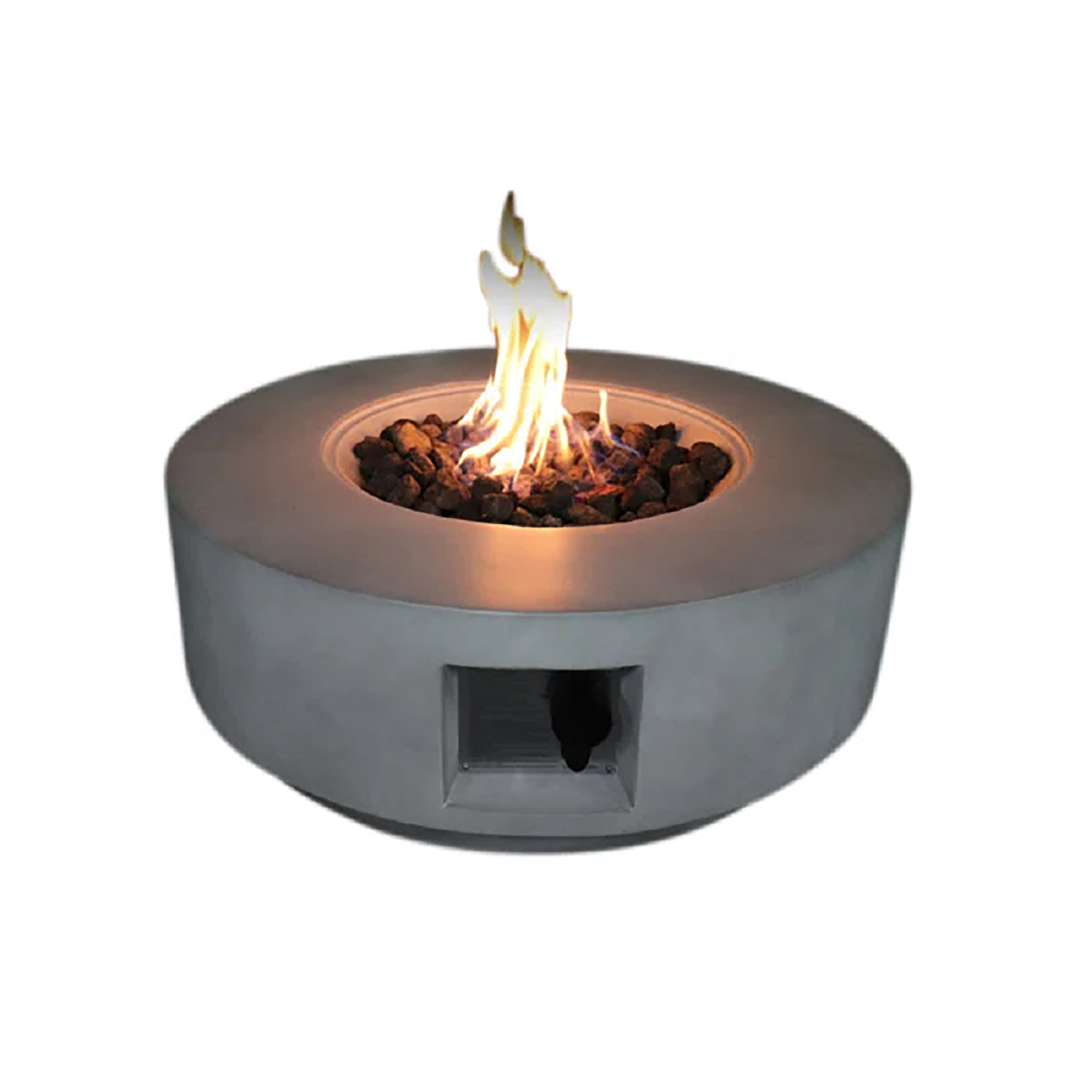 11" H x 30" W Fiber Reinforced Concrete Propane/Natural Gas Outdoor Fire Pit Table with Lid (Concrete)CM-1003C 