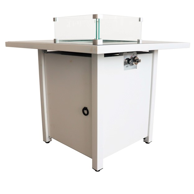 30 Inch White Steel Propane/natural Gas Firepit Table 