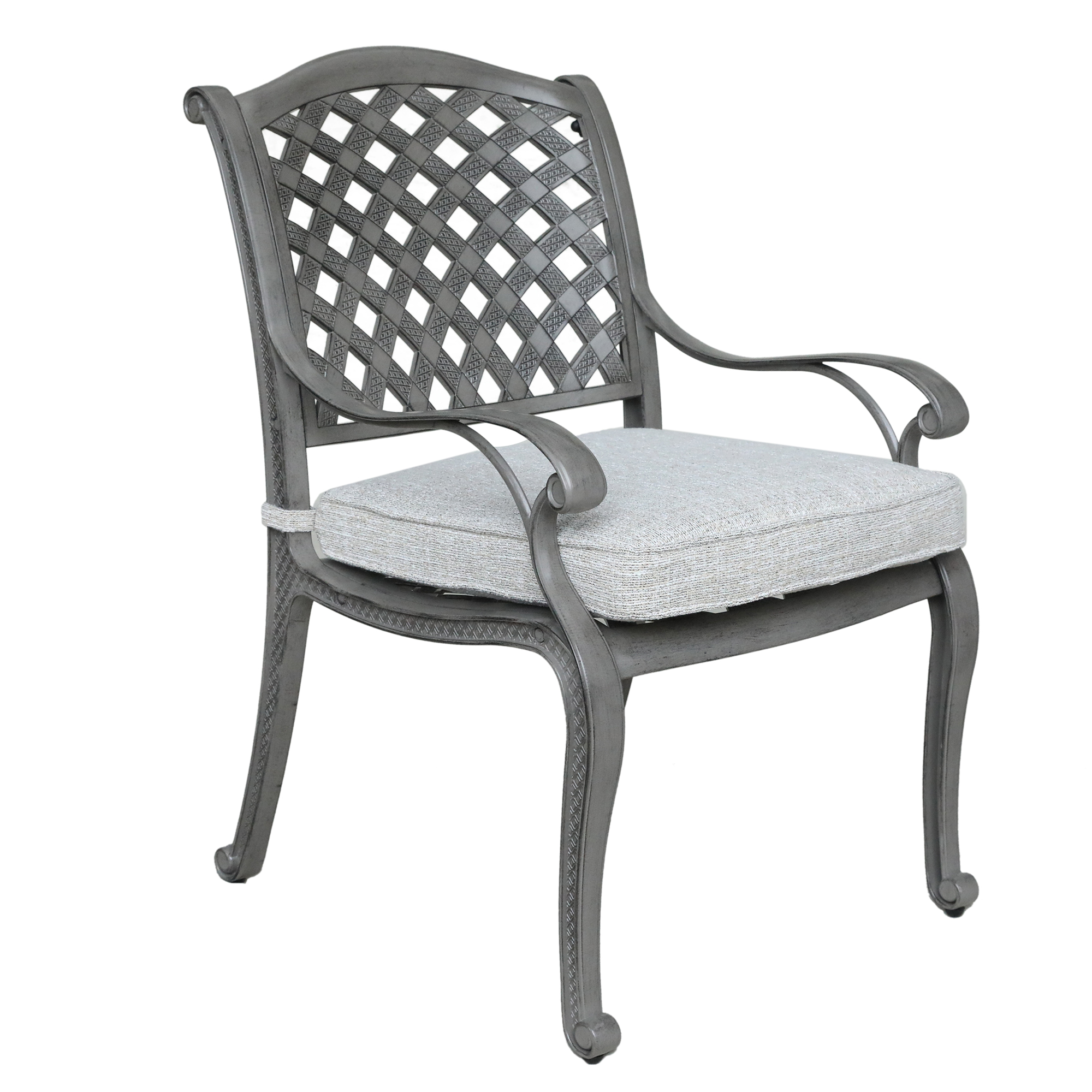 Indoor Outdoor Aluminum Dining Chair with Cushion, Golden Gauze 