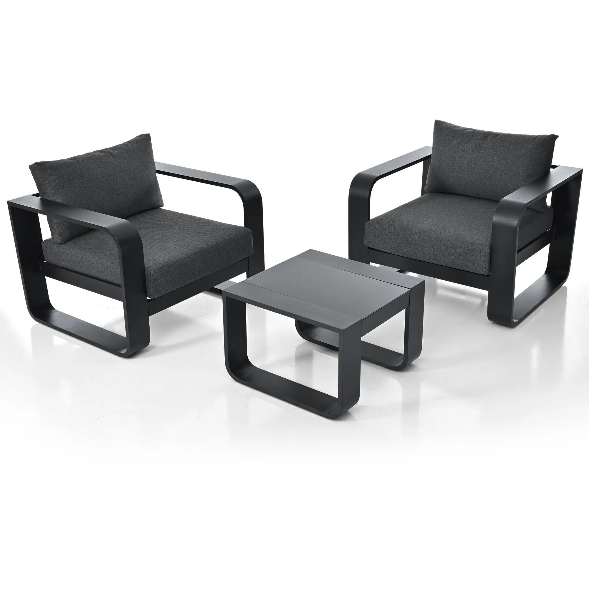 3-pieces Aluminum Frame Patio Furniture Set With 6.7in Thick Cushion And Coffee Table