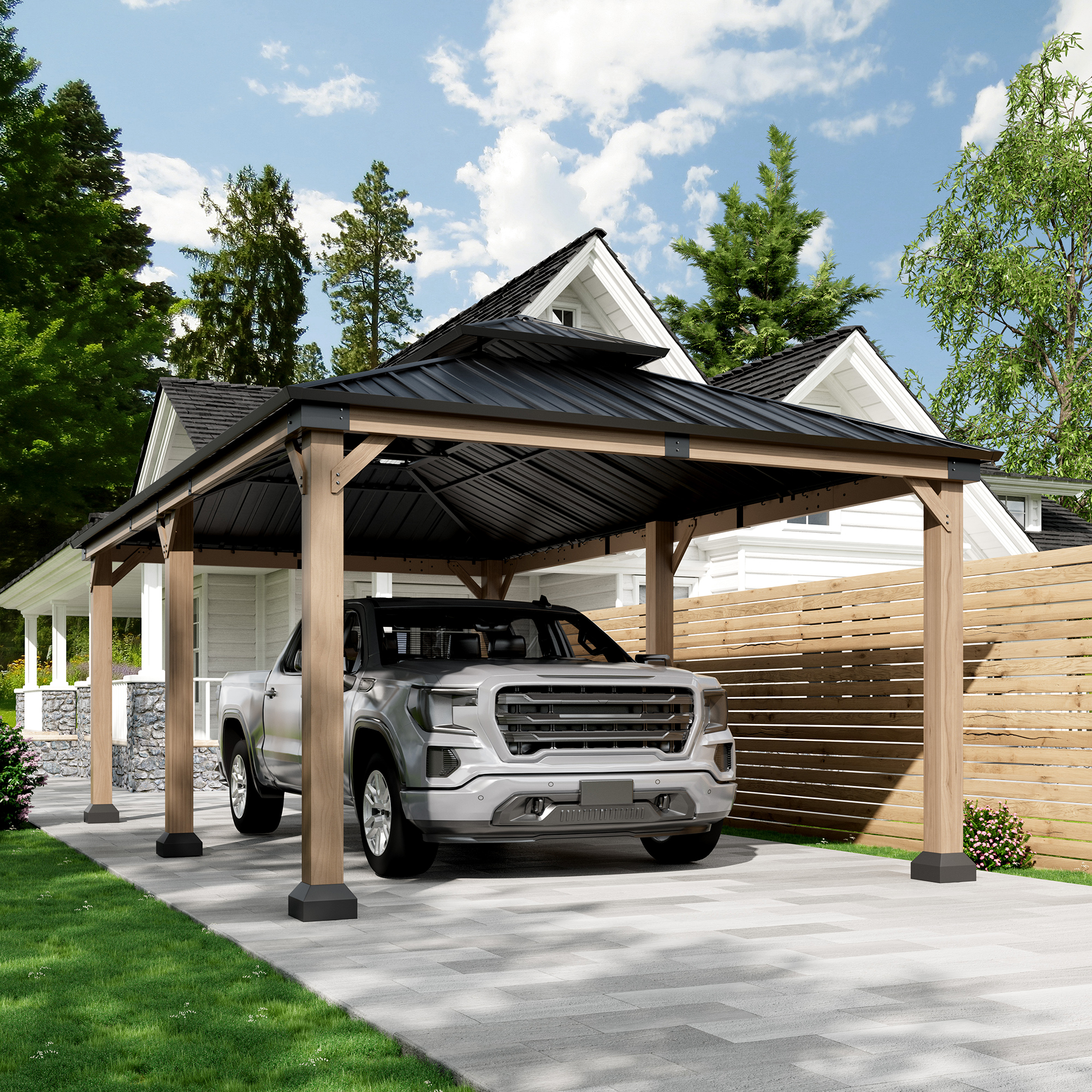 12 ft. x 20 ft. Outdoor Cedar Wood Frame Patio Gazebo