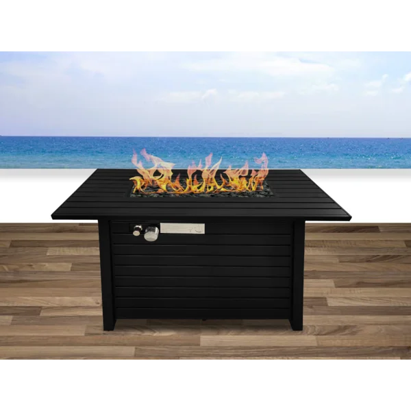 25" H x 42" W Steel Outdoor Fire Pit Table with Lid 