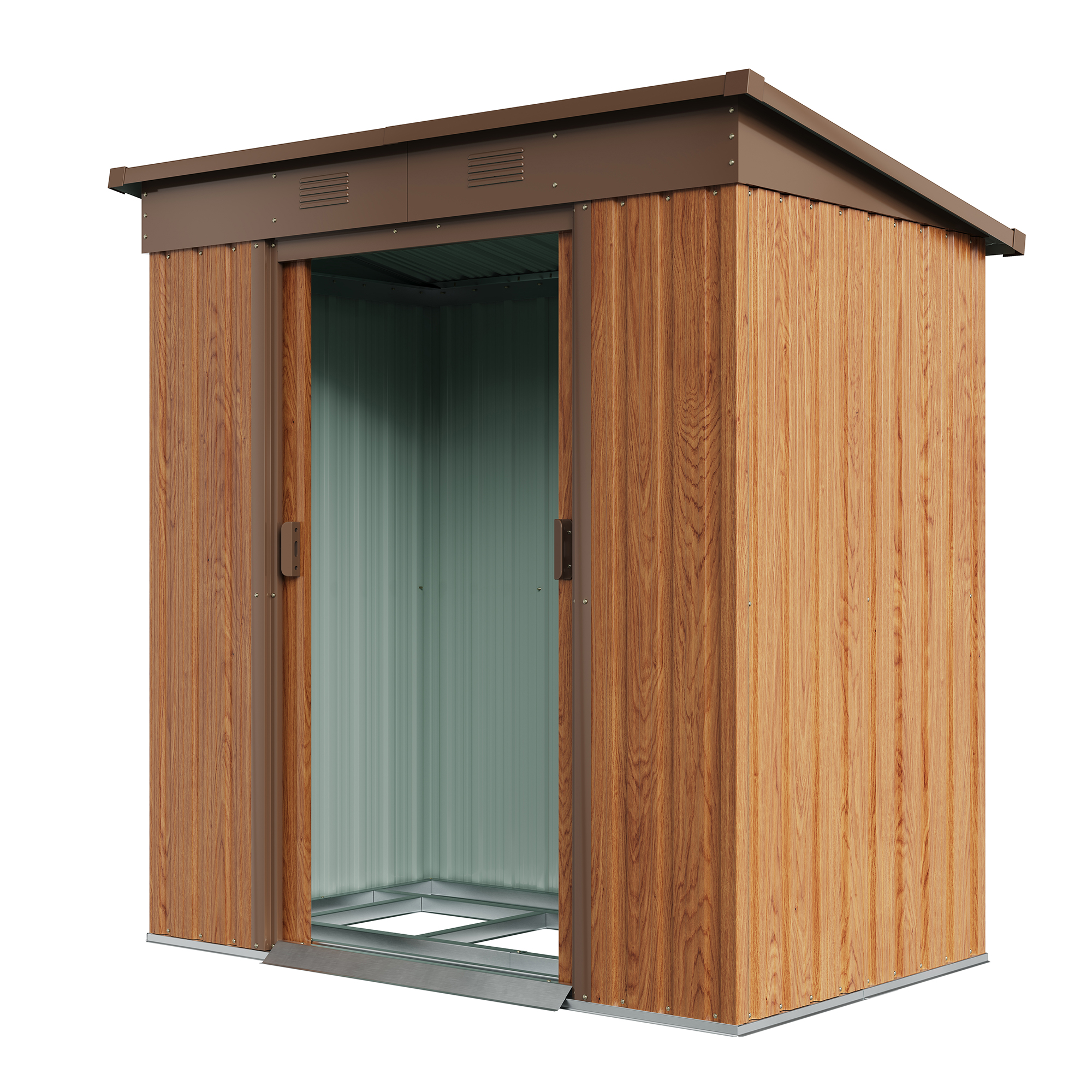 6 ft. W x 4 ft./ 8 ft. W x 6 ft.D Light Brown Galvanized Steel Storage Shed with Double Door 