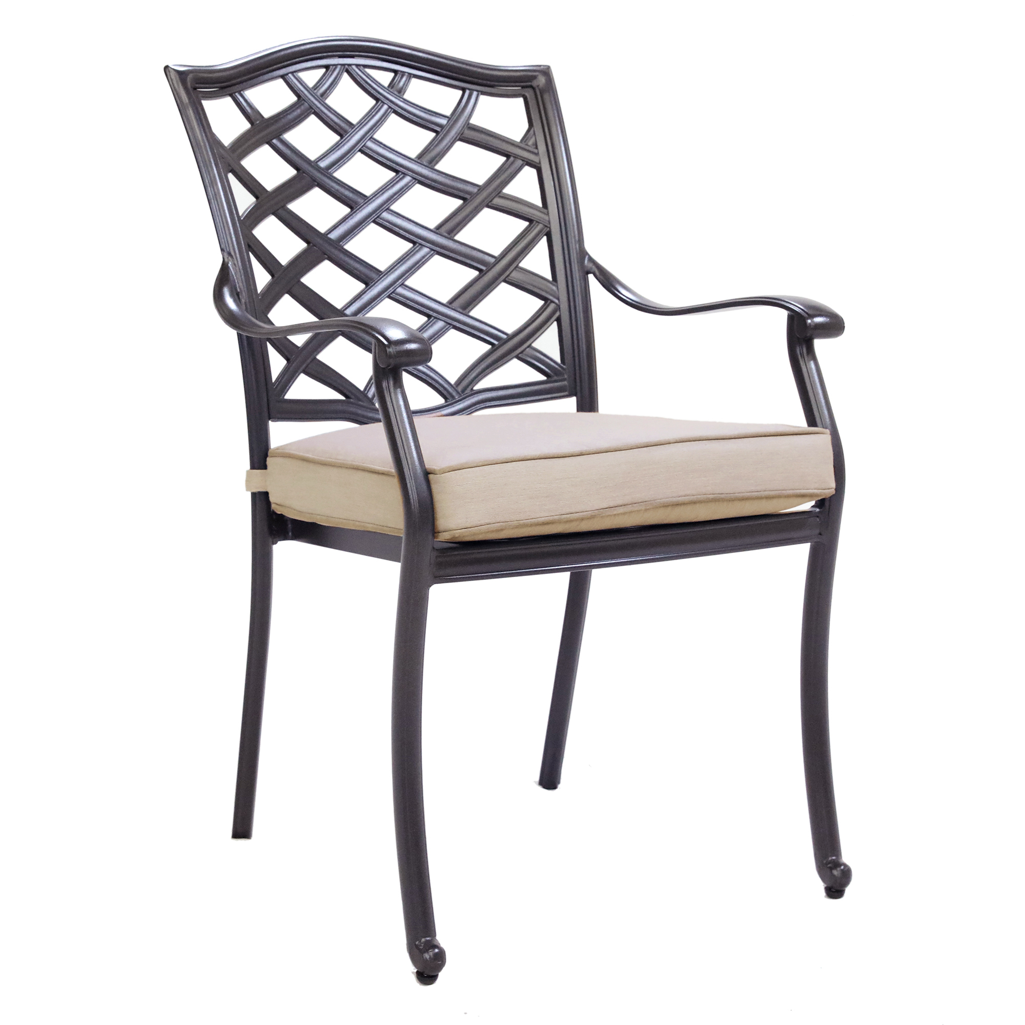 Cast Aluminum Dining Arm Chair With Cushion, Set of 2 