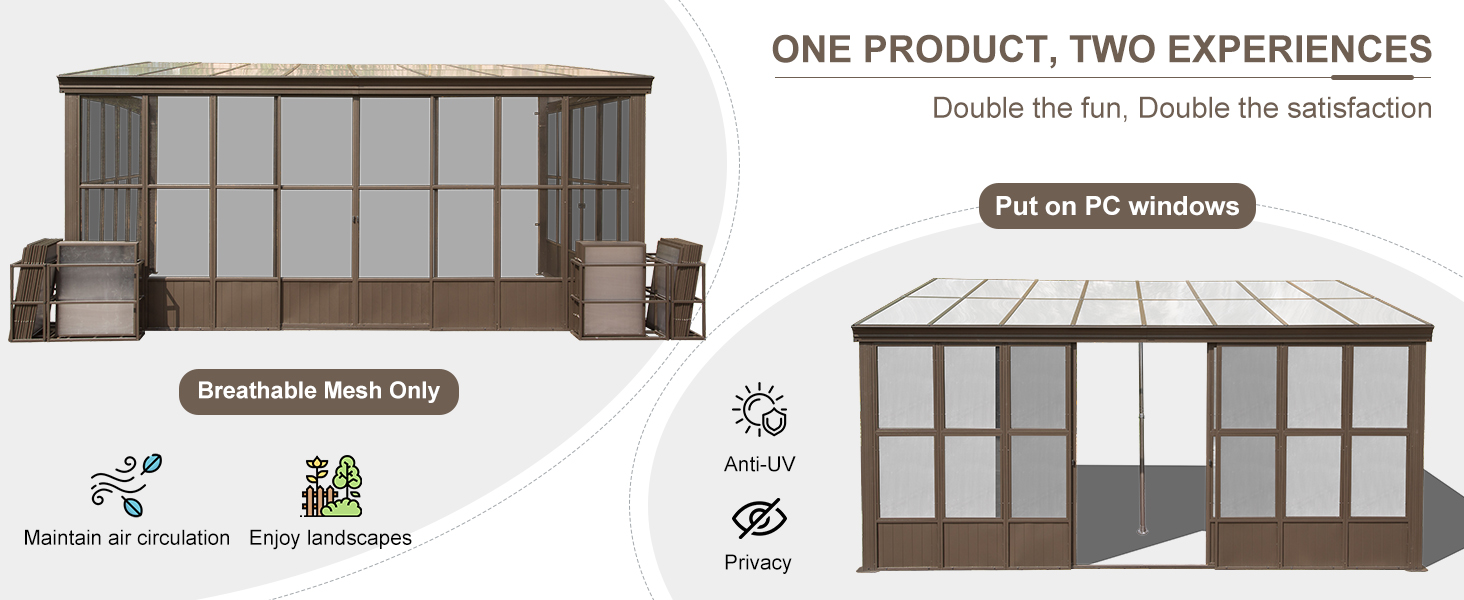 Domi Lean-to Sunroom 12x16FT