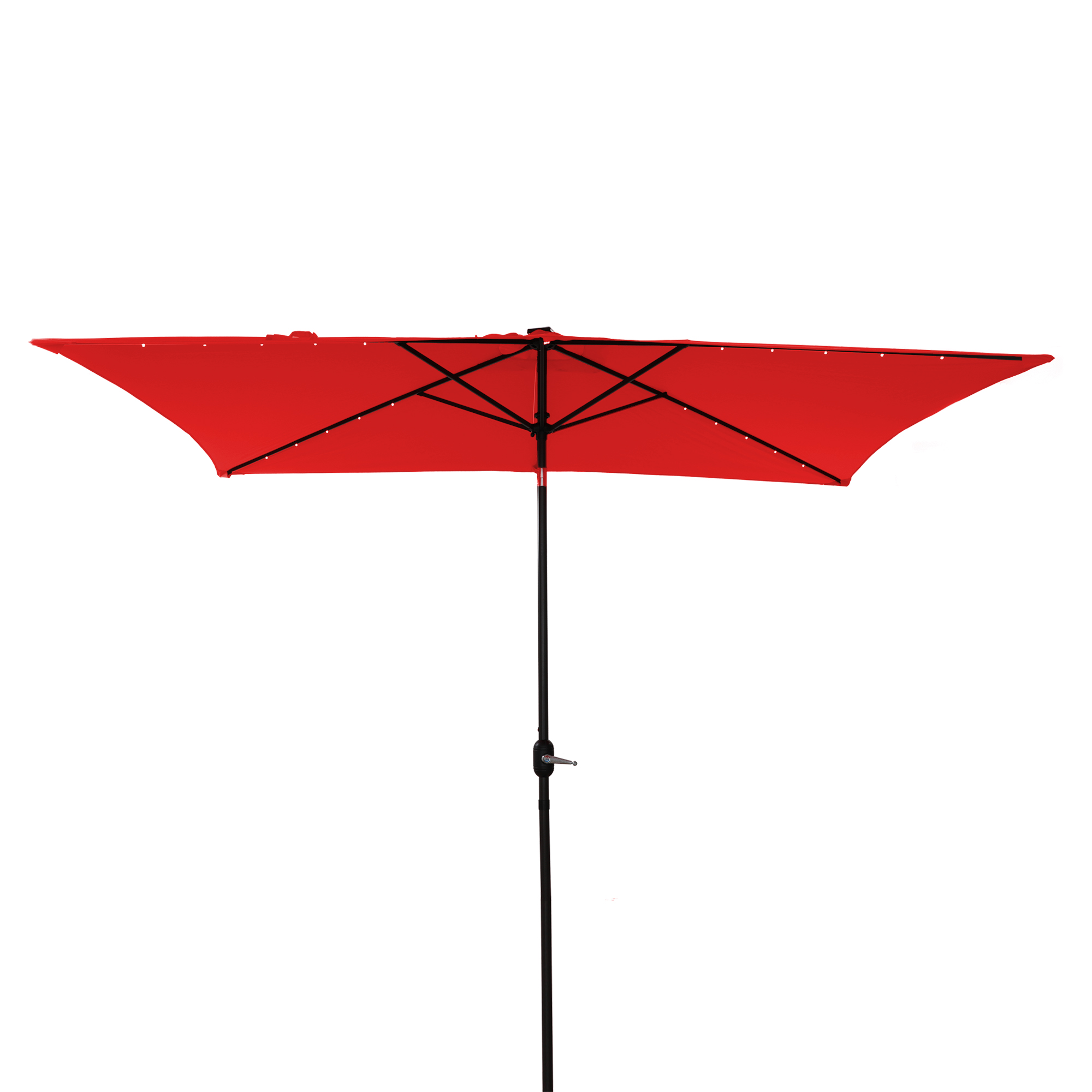 10Ft Outdoor Rectangular Umbrella with 26 Solar-Powered LED Lights, Crank and Tilt (Without Base)