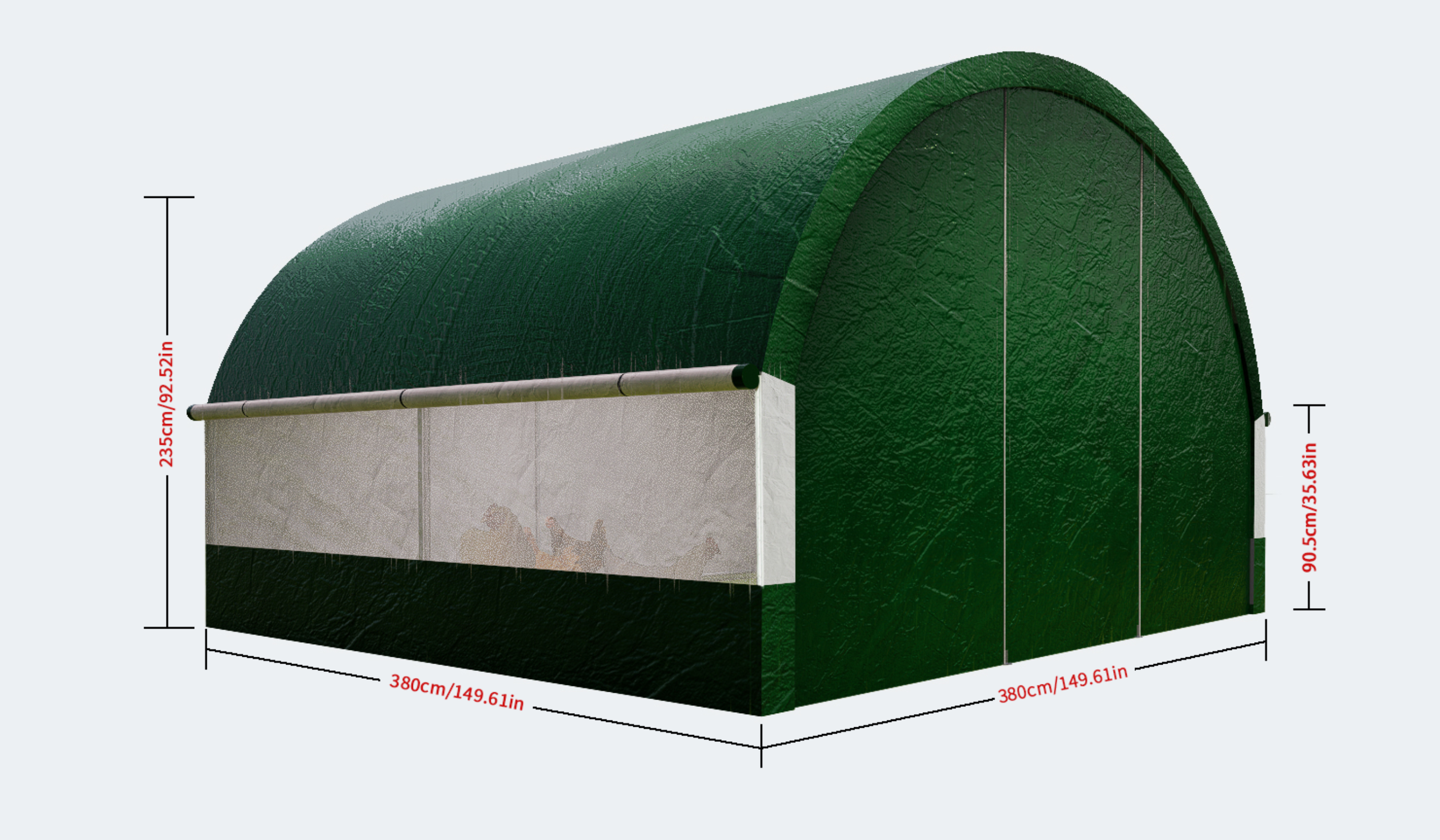 Large Chicken Coop Metal Chicken Run Dome Shape Walk-in Fence Chicken Coop, suitable for outdoor and yard farm use, all covered with PE cloth, 12.4 ft ×12.4 ft 