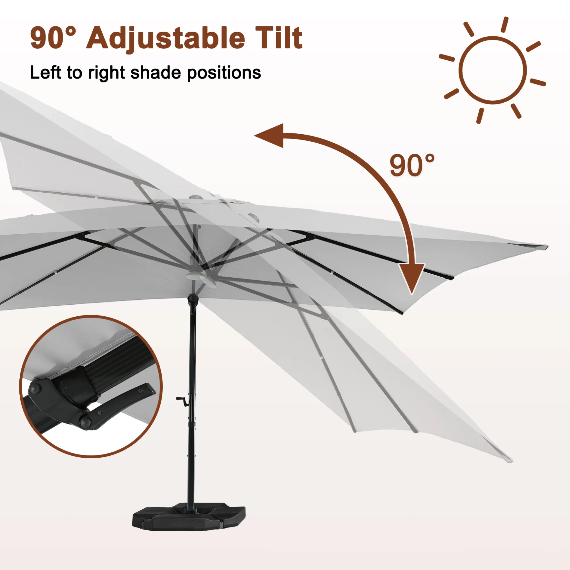 cantilever umbrella with enhanced flexibility