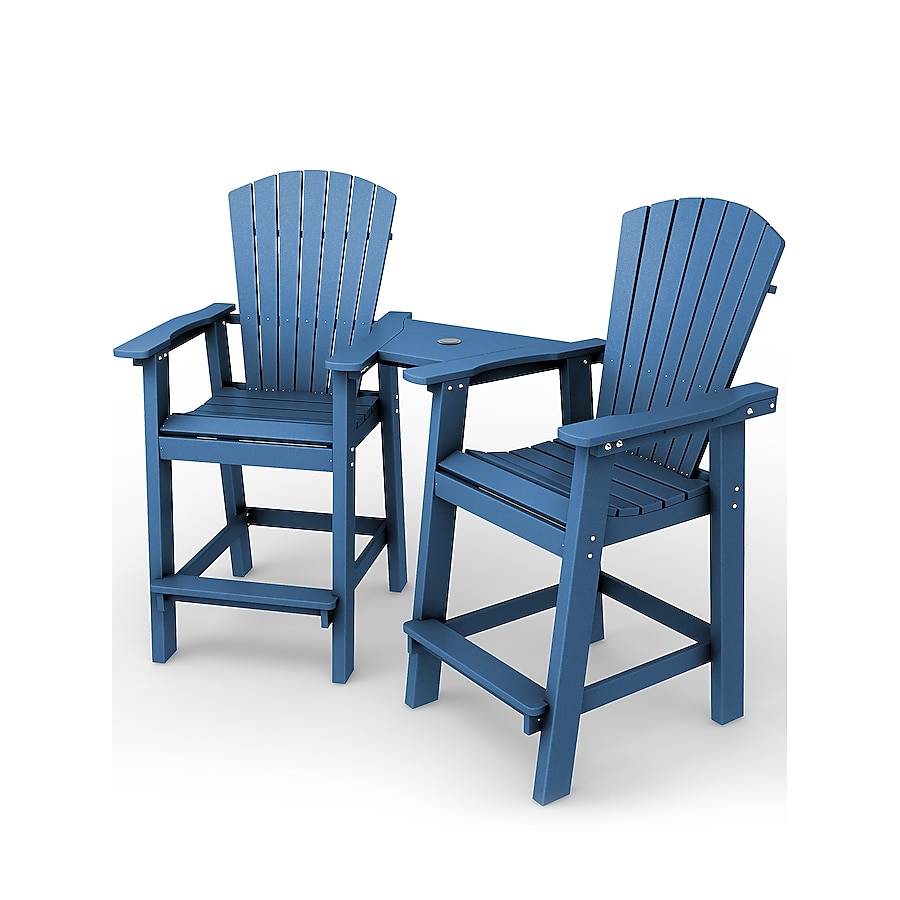 Mondawe 2-Piece HDPE Barstool Adirondack Chair and Tray Set