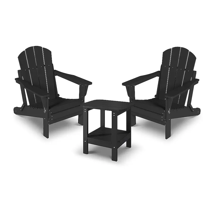 3 Picecs Portable and Reclining Plastic Adirondack Chair with Side Table