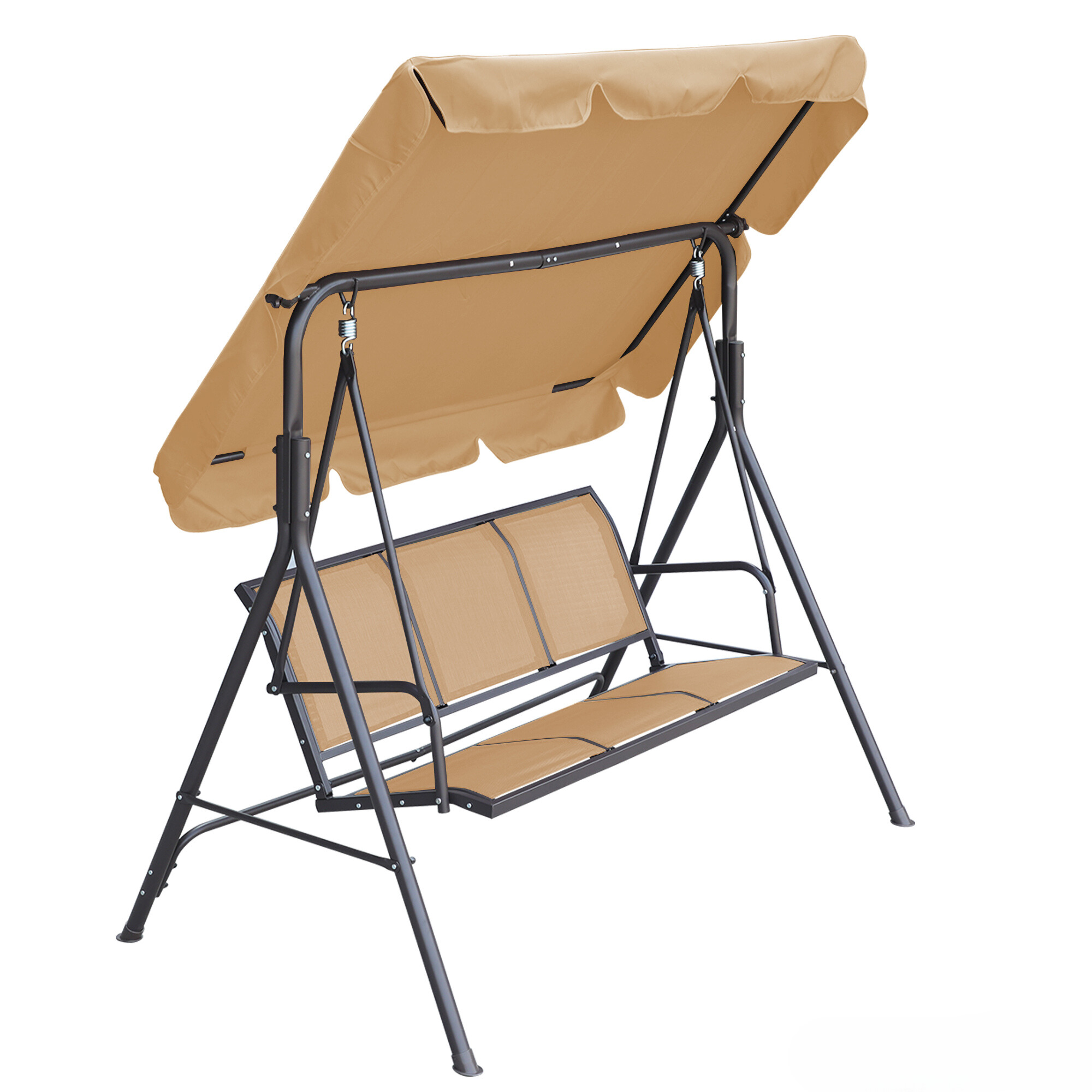 Steel Frame Textilence 3 Seats Patio Swing Chair Swing Glider with Removable Convertible Canopy