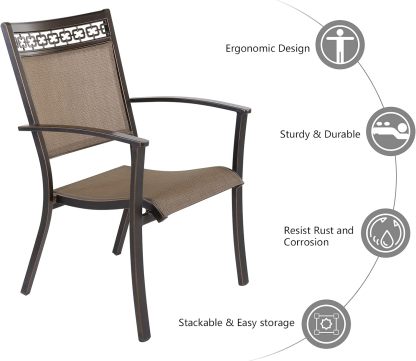 4 Piece Aluminum Patio Dining Chair Outdoor Dining Chairs