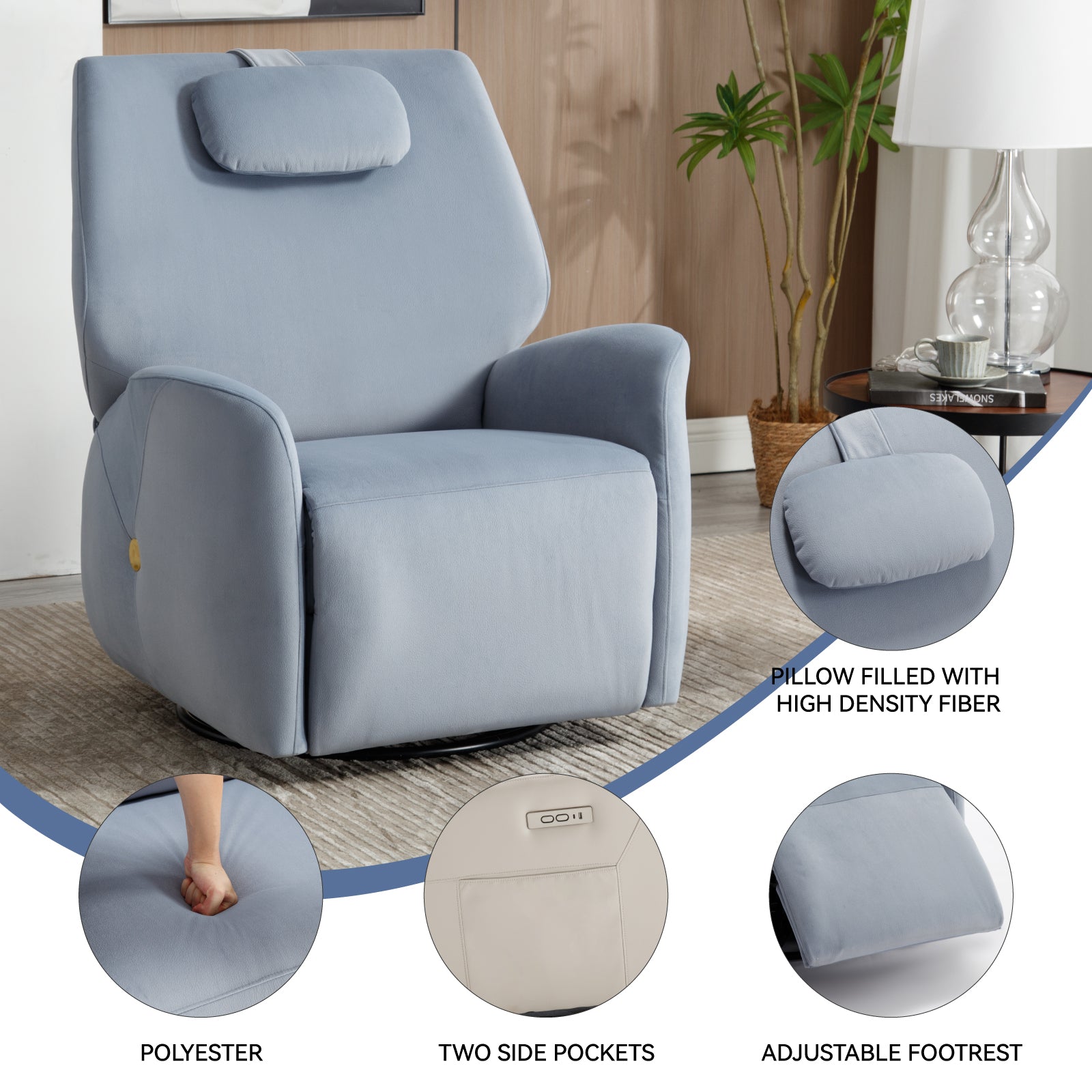 Sofa Recliner Rocker Chair Covers 4pcs Elastic Full Cover Lounge