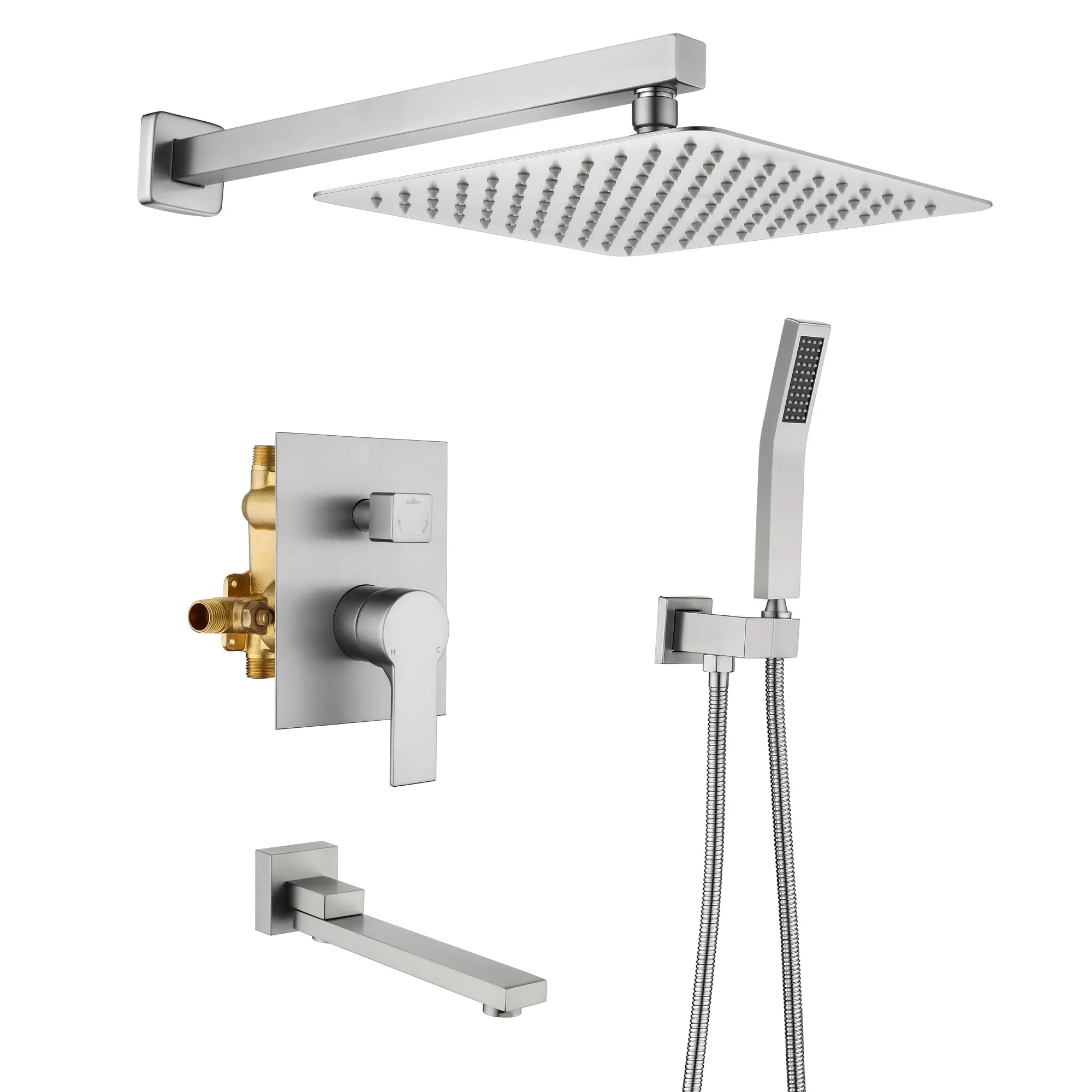 Single-Handle 1-Spray Tub and Shower Faucet with Shower Head in Black (Valve Included)