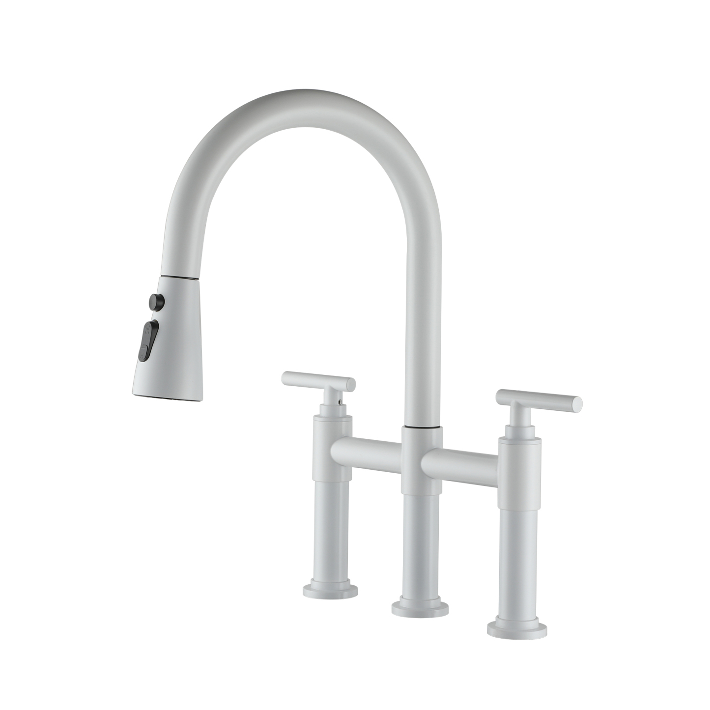 Bridge Kitchen Faucet with 3 Way Spray Function in Brushed Nickel Blac