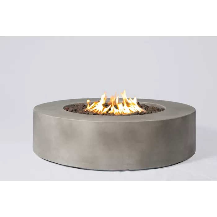 11" H x 30" W Fiber Reinforced Concrete Propane/Natural Gas Outdoor Fire Pit Table with Lid (Concrete)CM-1003C 