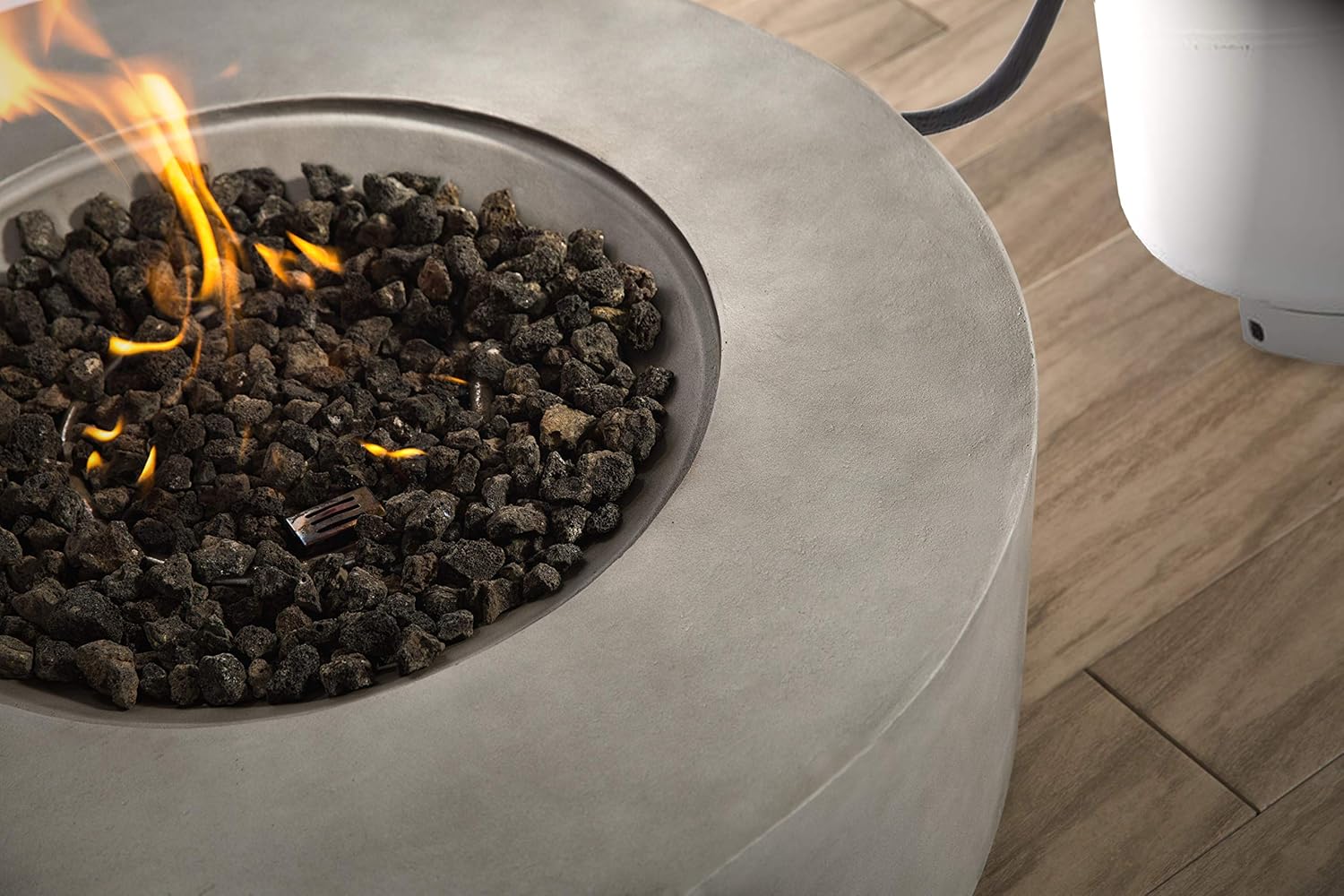 11" H x 30" W Fiber Reinforced Concrete Propane/Natural Gas Outdoor Fire Pit Table with Lid (Concrete)CM-1003C 