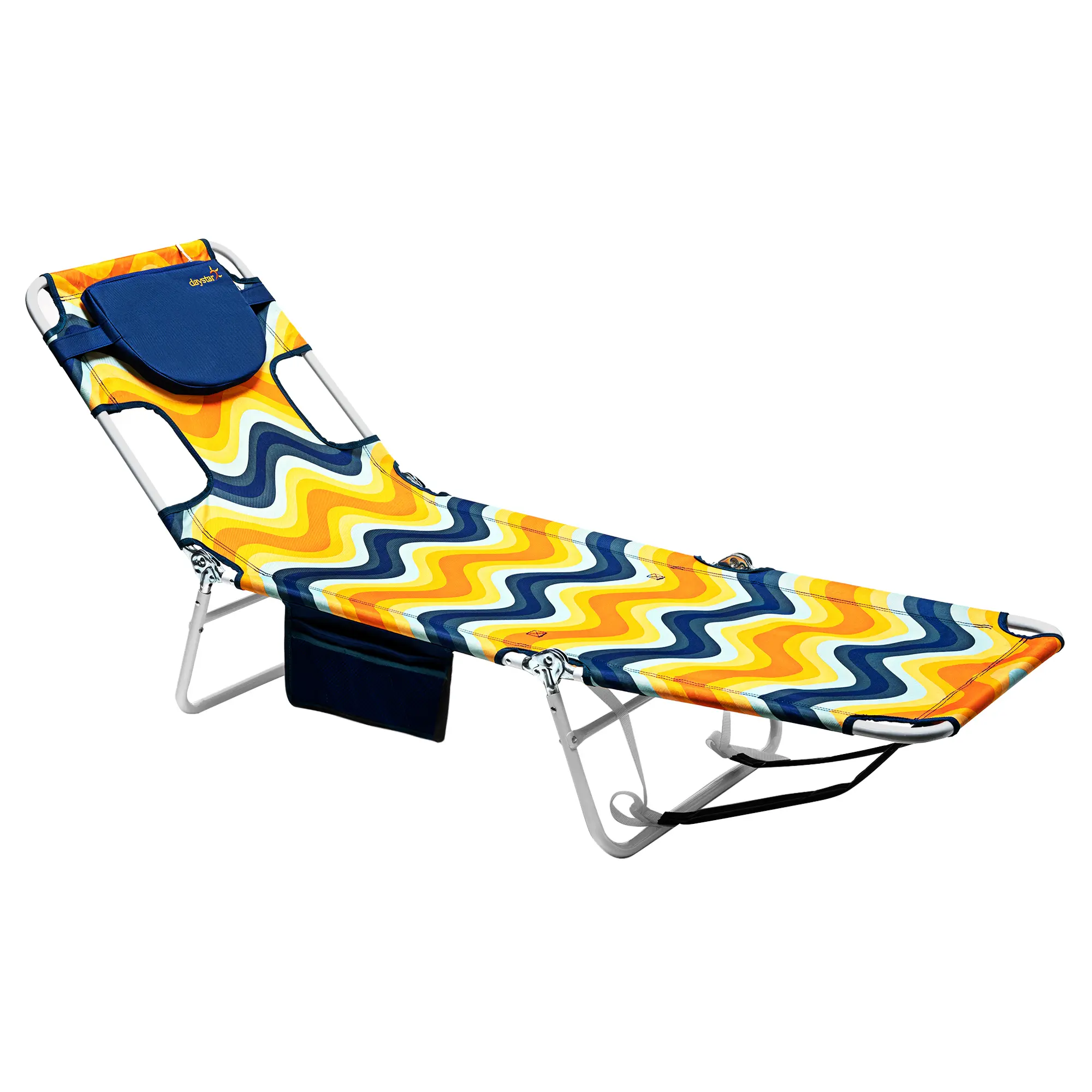 Outdoor Metal Frame Lounge Chair with Footrest & Side Pocket