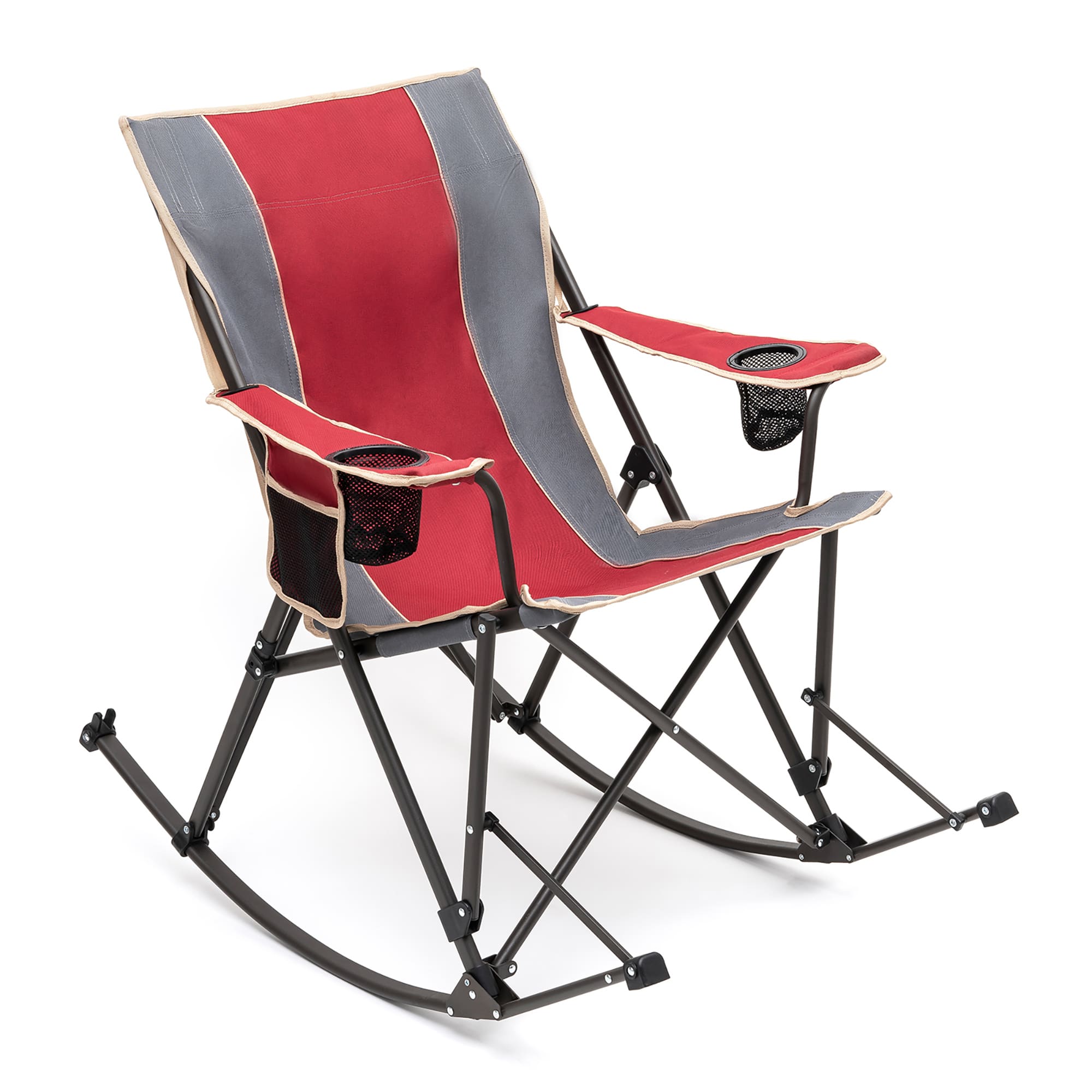 Outdoor Metal Frame Rocking Beach Chairs with Side Pocket