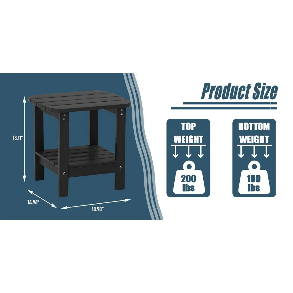 Double Decker Outdoor Side Table With Safe Curved Edge Design