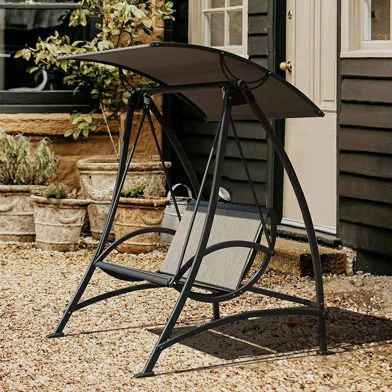 Patio Swing Chair with Adjustable Canopy and Durable Steel Frame Porch Swing Glider for Garden Deck Backyard