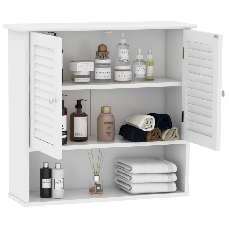 Double Doors Shelves Bathroom Wall Storage Cabinet