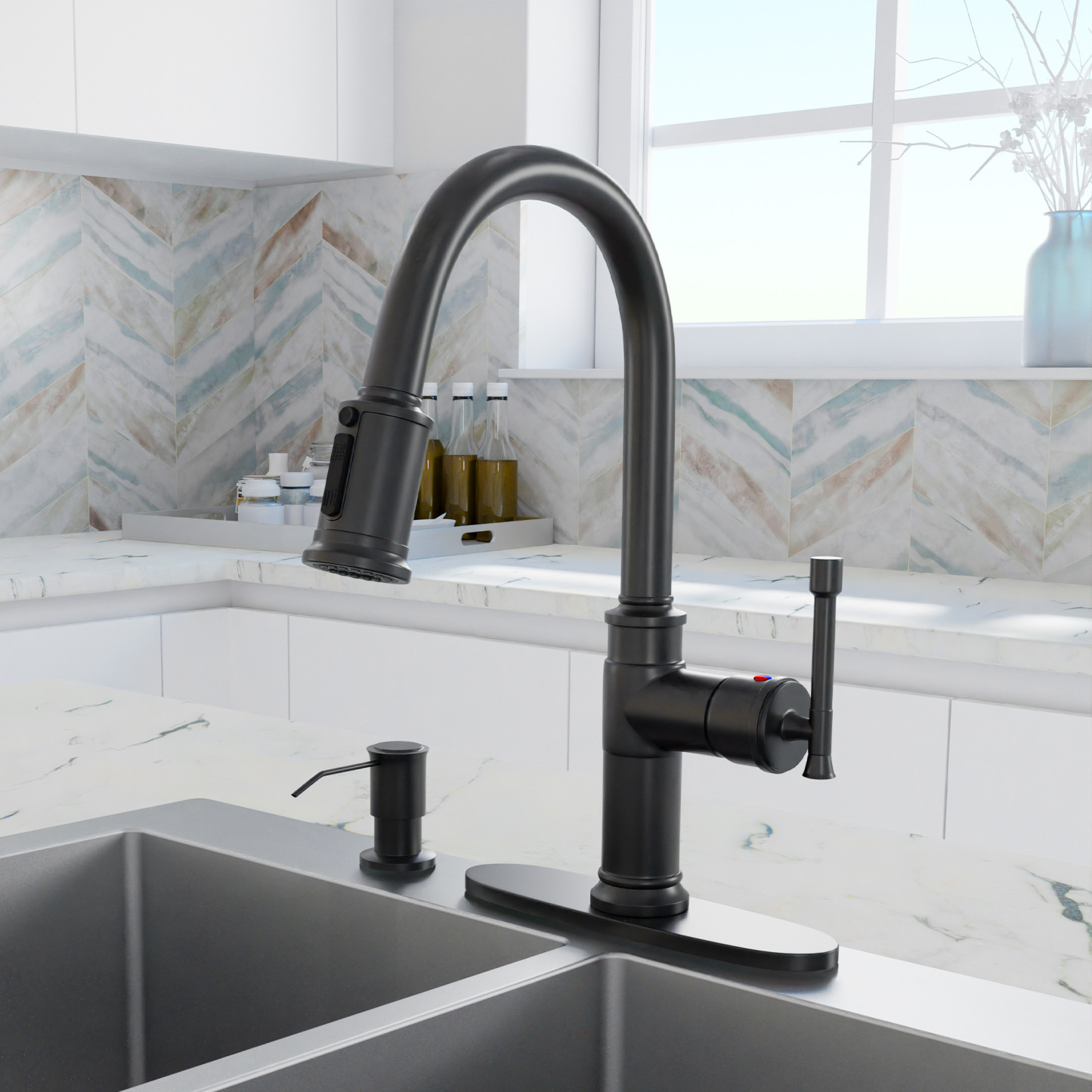 Single Hole Kitchen faucets with soap dispenser