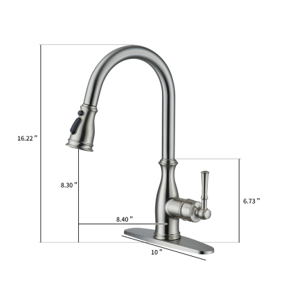 3-Spray Patterns 1.8 GPM Single Handle Brushed Nickel Pull-Out Kitchen Faucet With Brush