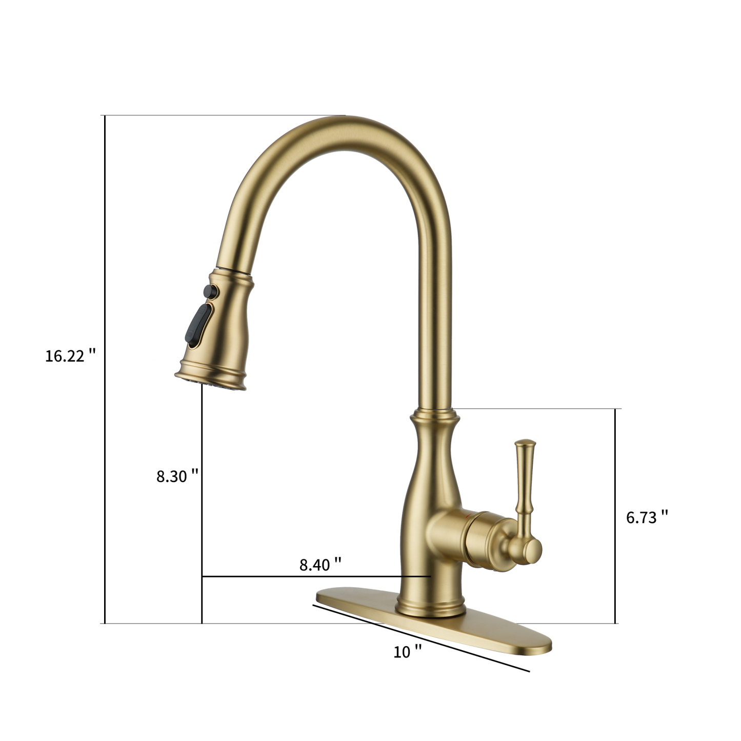 3-Spray Patterns 1.8 GPM Single Handle Brushed Nickel Pull-Out Kitchen Faucet With Brush