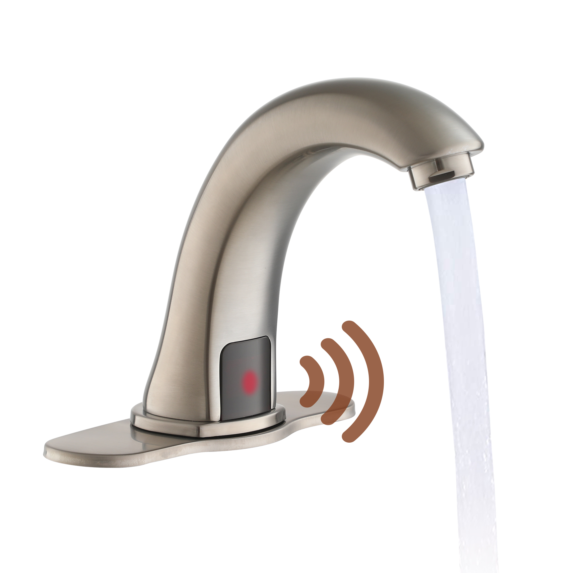 Hands-Free SensorTouchless Single Hole Bathroom Faucet in Chrome with Deck Plate and Valve