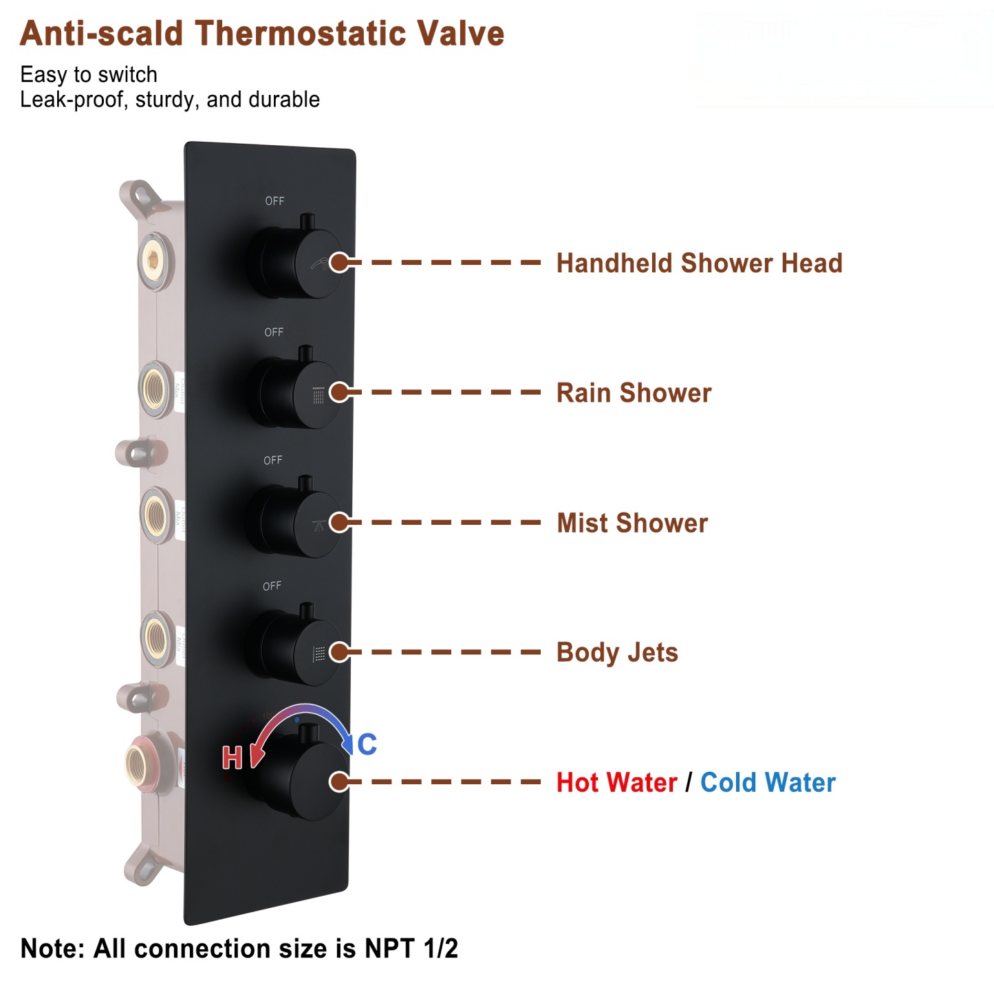 16in Ultra Thin Luxury Thermostatic Mist Shower Head 6 brass Body jets Shower Set