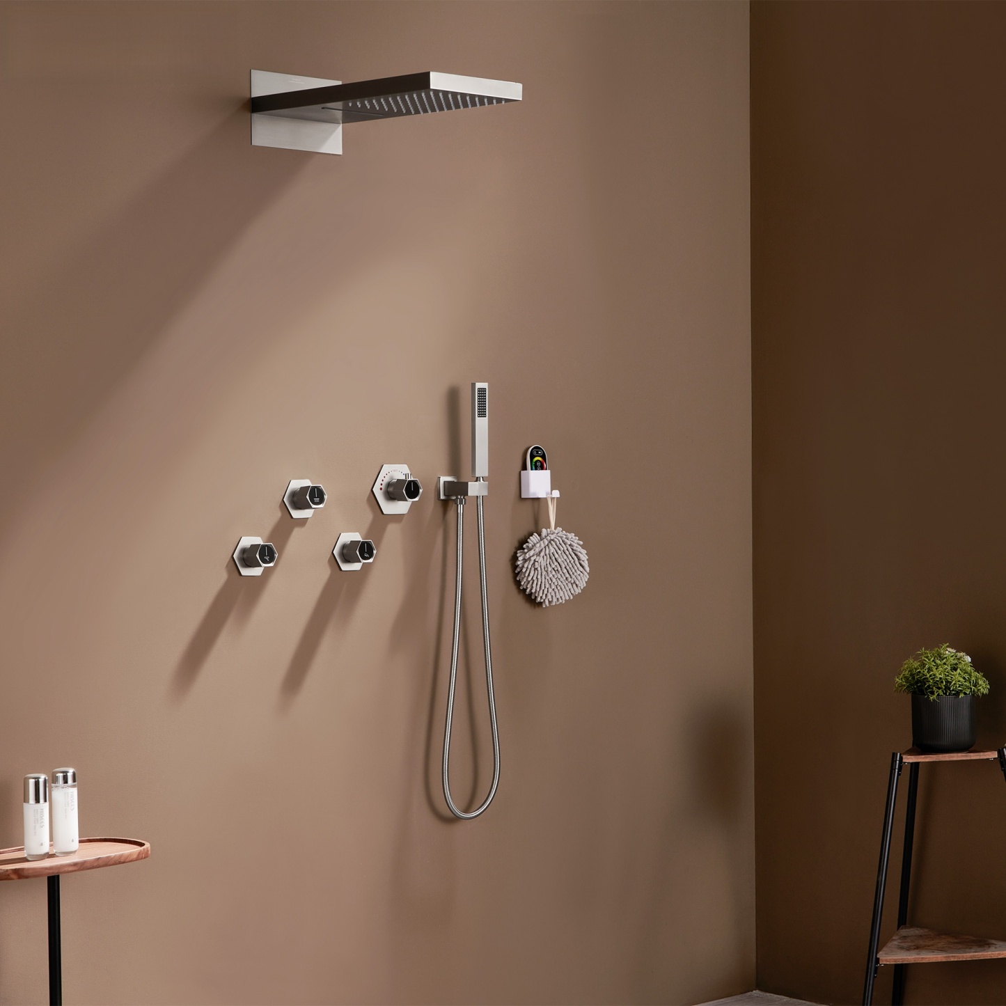 3 Functions Wall-Mounted Luxury LED and Music Thermostatic Complete Shower System Rough-in Valve Included