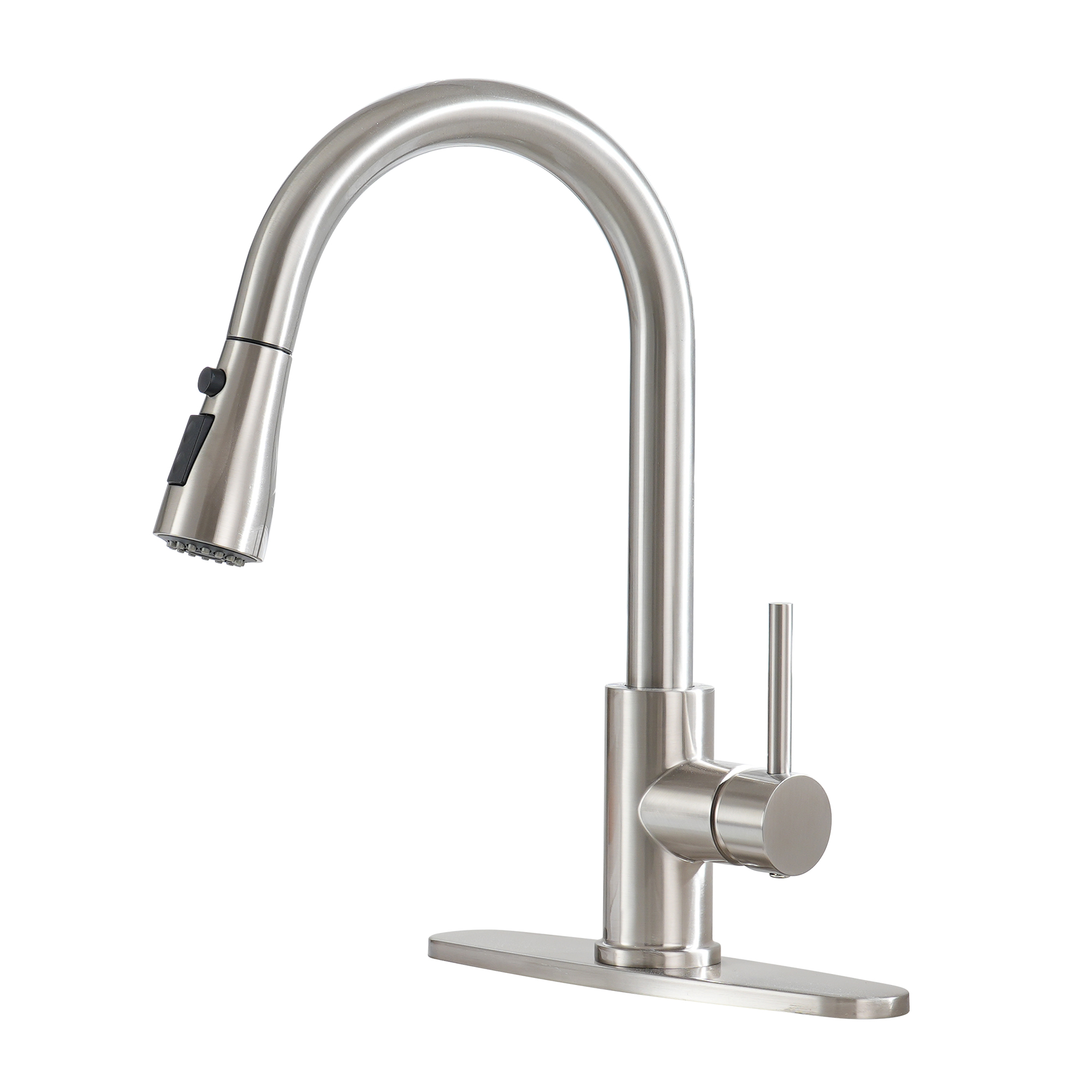 Mondawe Single Handle High Arc Pull Out Kitchen Faucet Single Level Stainless Steel Kitchen Sink Faucets with Pull Down Sprayer