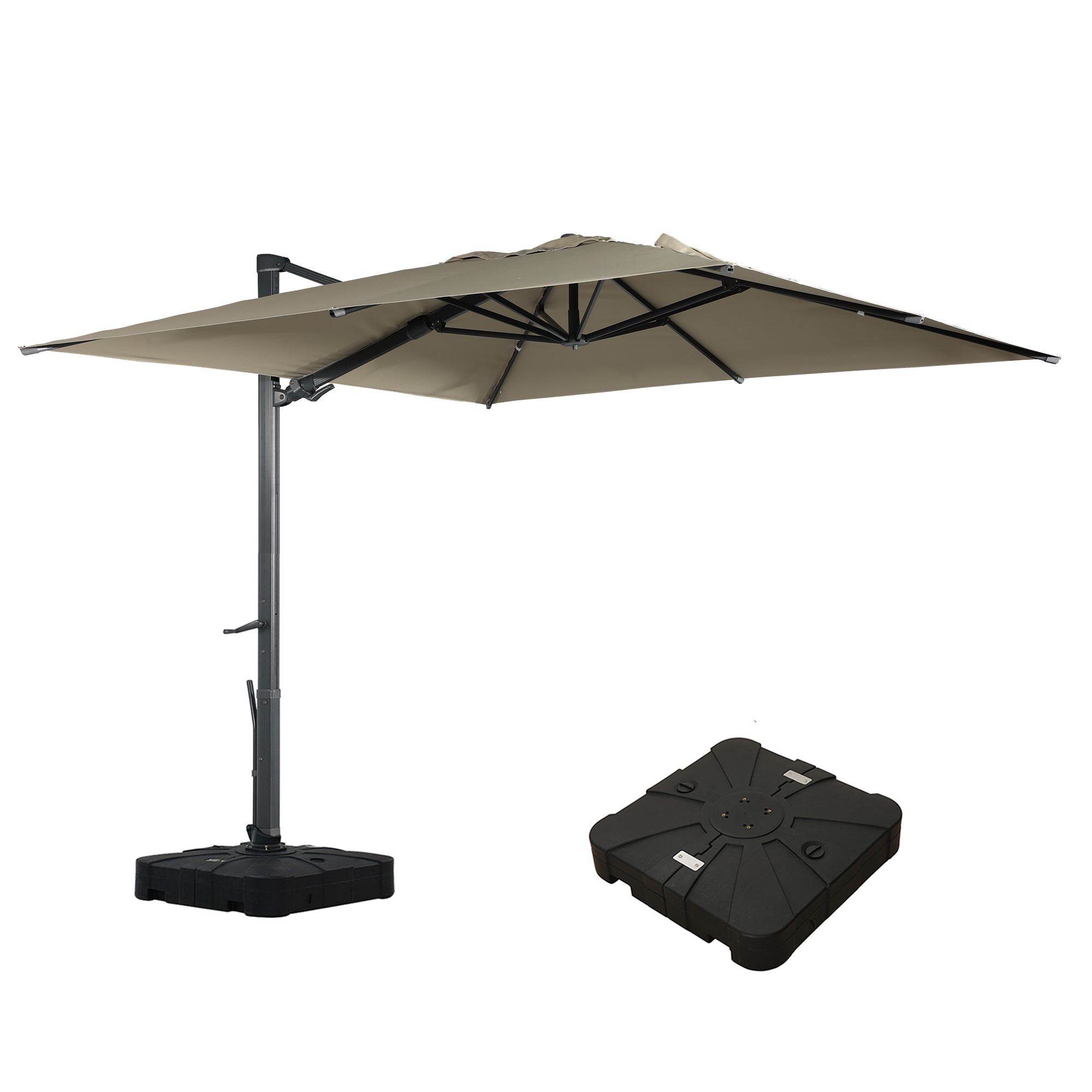 13ft Square Bluetooth Ambient Light 360-Degree Tilt Outdoor Patio Umbrella