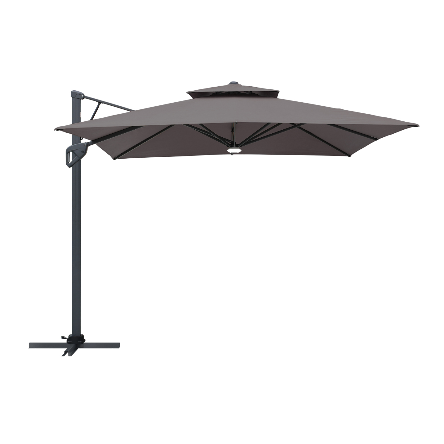 Square Cantilever Umbrella 10 ft Outdoor Patio Umbrella With Lights