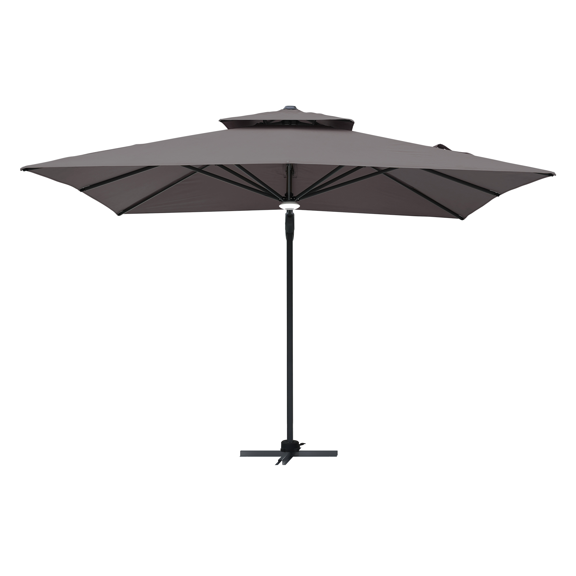 10 ft. Square Cantilever Umbrella Outdoor Patio Umbrella With Lights Aluminum Outdoor Patio Umbrella