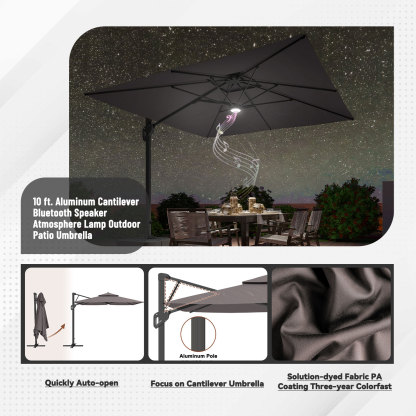 Cantilever Patio Umbrella with Base 10 ft Aluminum Outdoor Umbrellas