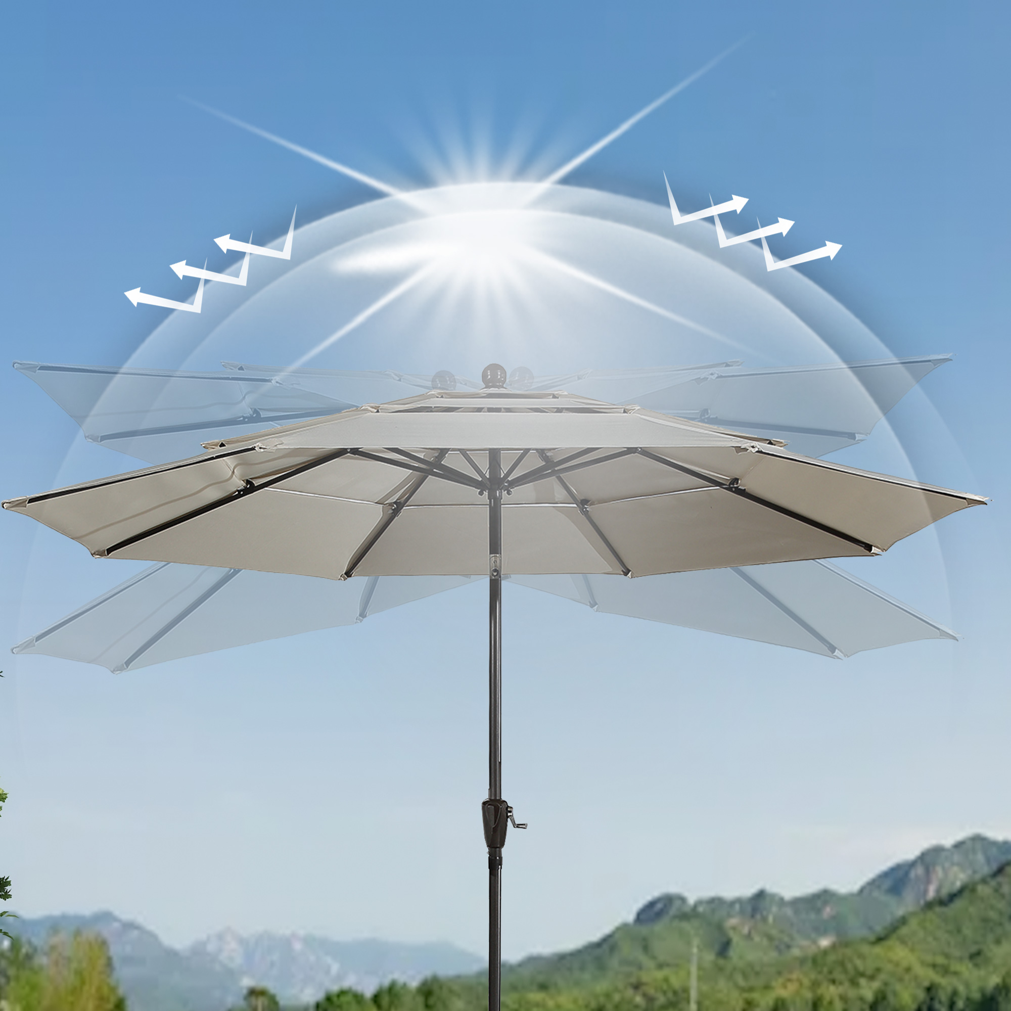 10-ft Patio Market Umbrella with LED Lights
