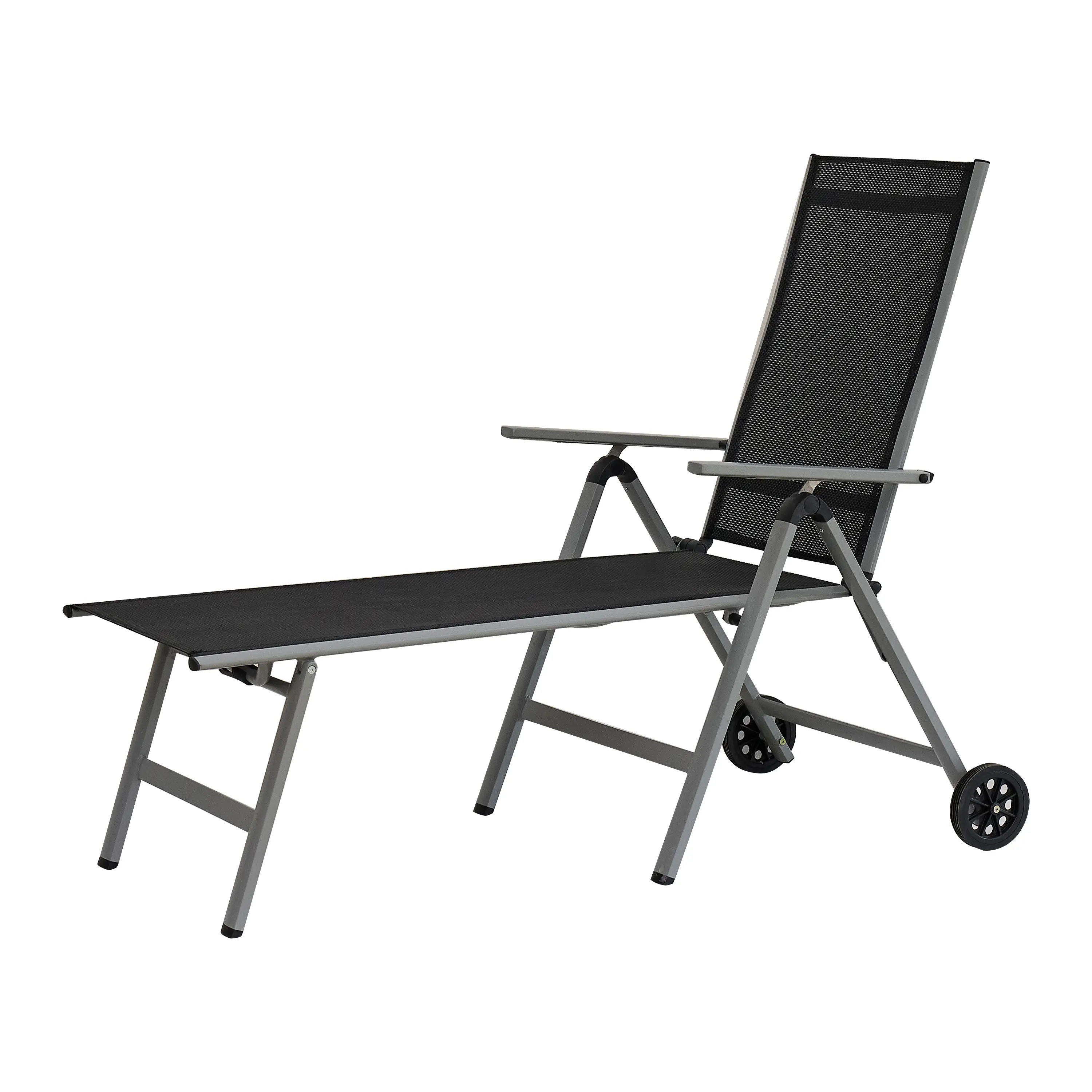 Outdoor Aluminum Adjustable Chair Chaise Lounge Chairs with Wheels for Patio
