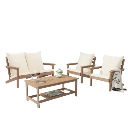 4-Piece Patio Furniture Set with Lounge Chairs and Table